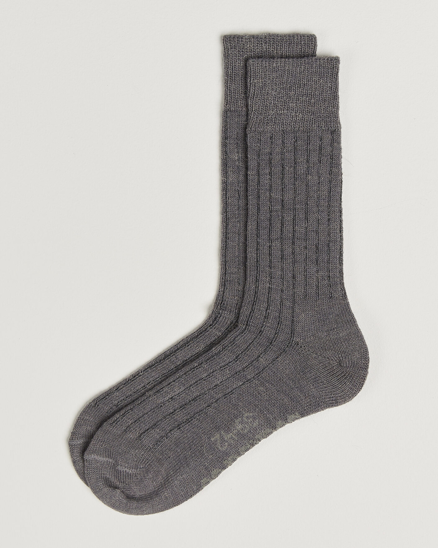 Herre | Undertøj | Alpacasocks & Co | 2-Pack Ribbed Alpacka Wool Socks Dark Grey