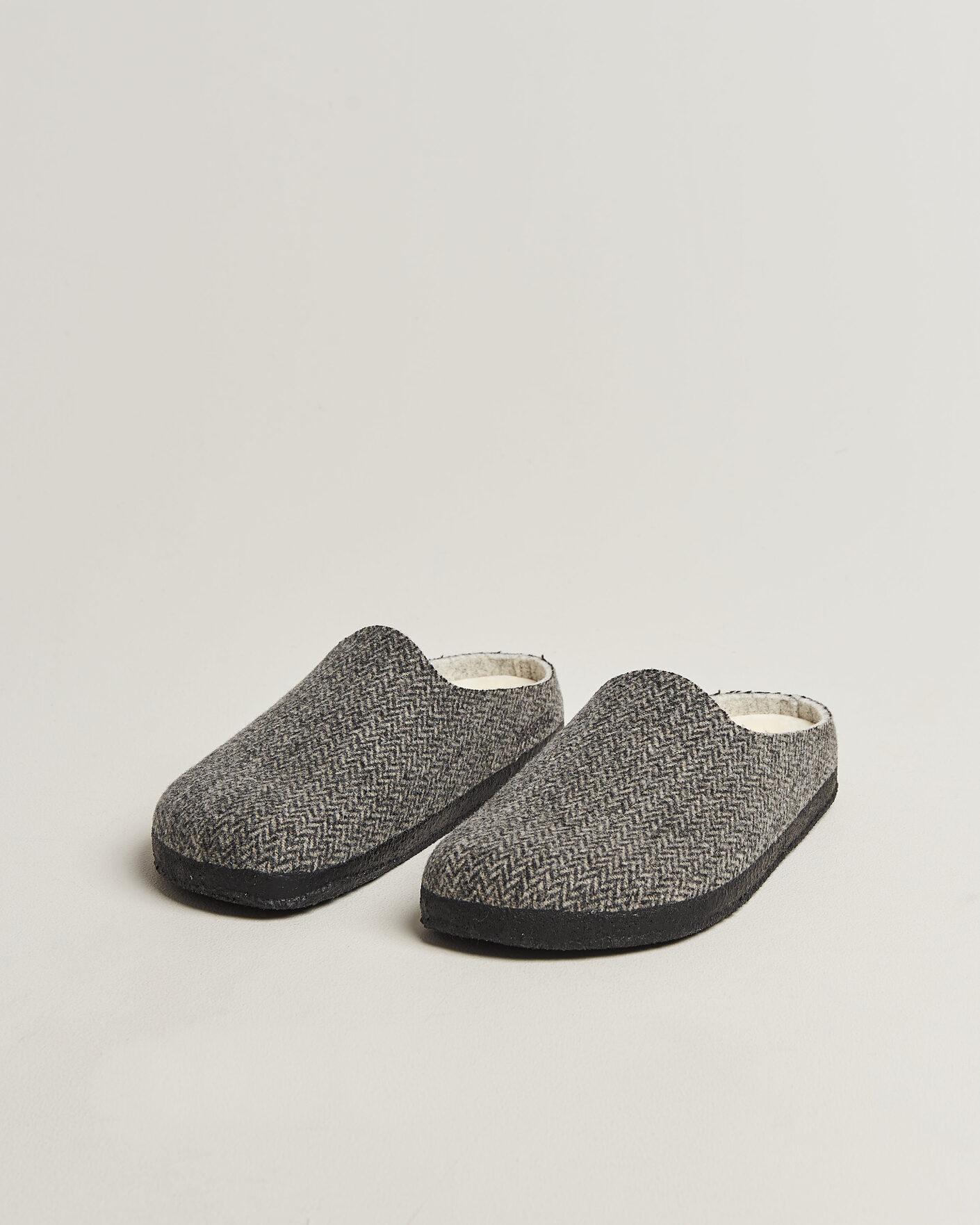 Herre | Sandaler & Hjemmesko | BIRKENSTOCK | Amsterdam Wrapped Dip Shearling Dark Grey Herringbone