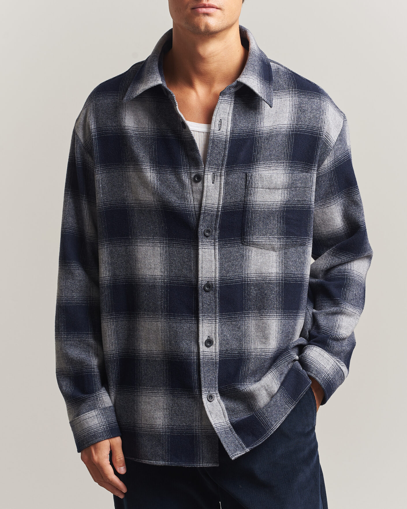 Herre | Skjorter | A.P.C. | Malaury Checked Overshirt Light Grey