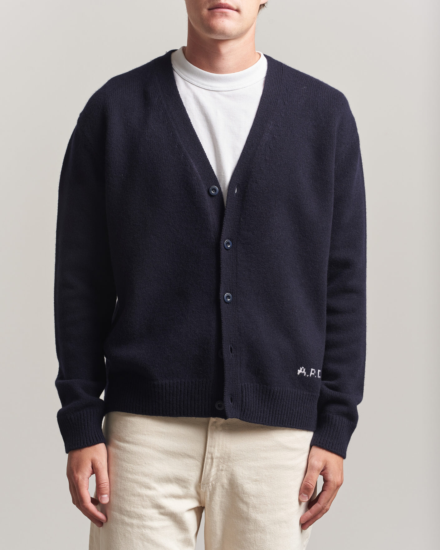 Herre | Trøjer | A.P.C. | Kevin Wool Knitted Cardigan Dark Navy
