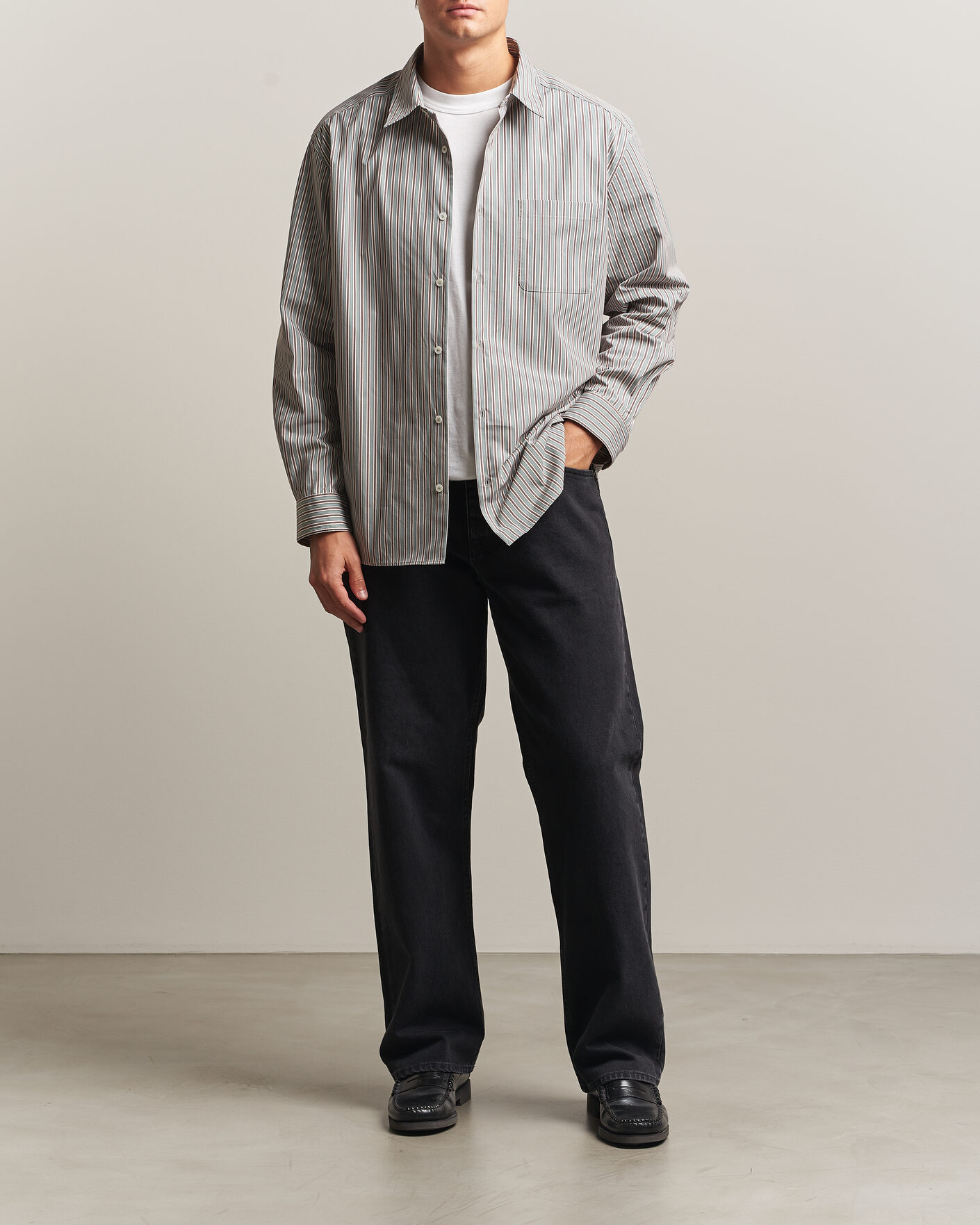 Herre | Skjorter | A.P.C. | Malo Cotton Striped Shirt Almond Green