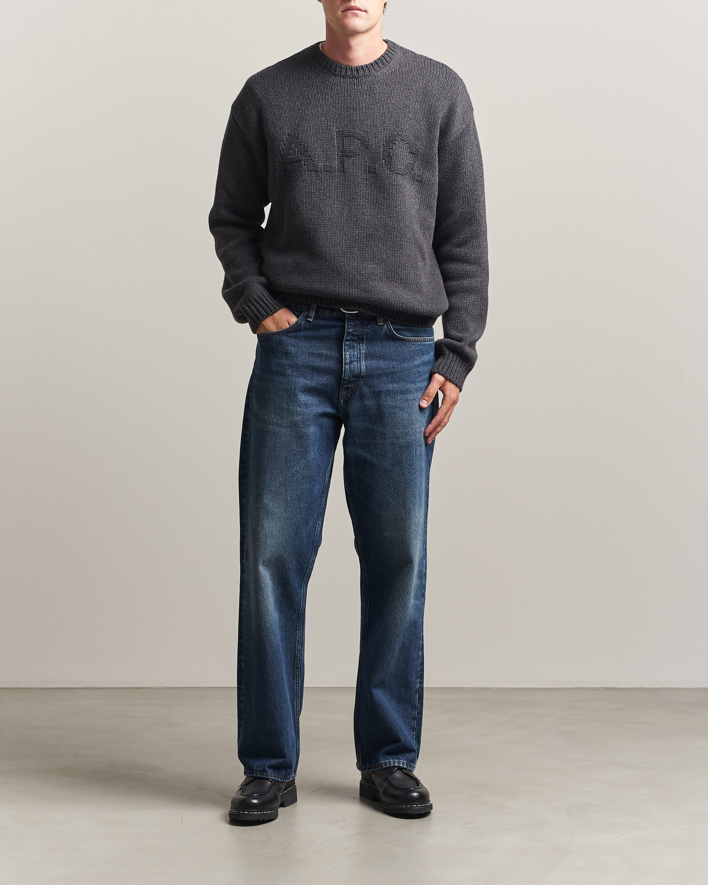 Herre | Trøjer | A.P.C. | George Wool Knitted Sweater Anthracite Melange
