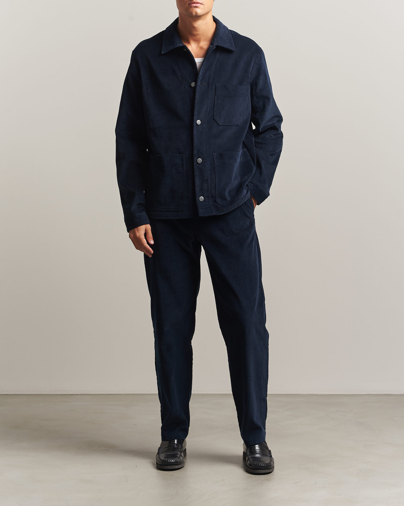 Herre | Skjorter | A.P.C. | New Rodney Corduroy Overshirt Dark Navy