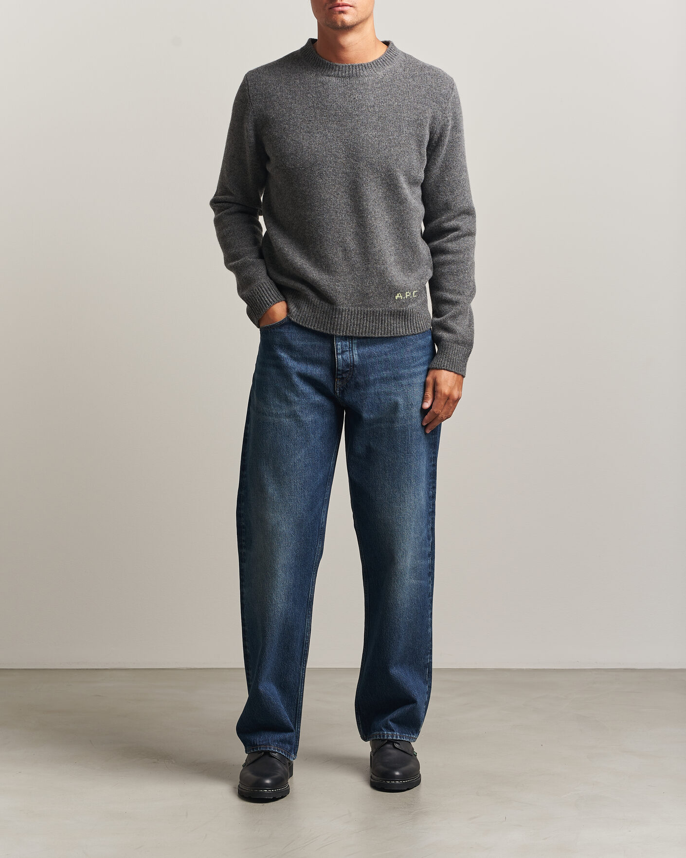 Herre | Trøjer | A.P.C. | Edmond Wool Knitted Sweater Anthracite Melange
