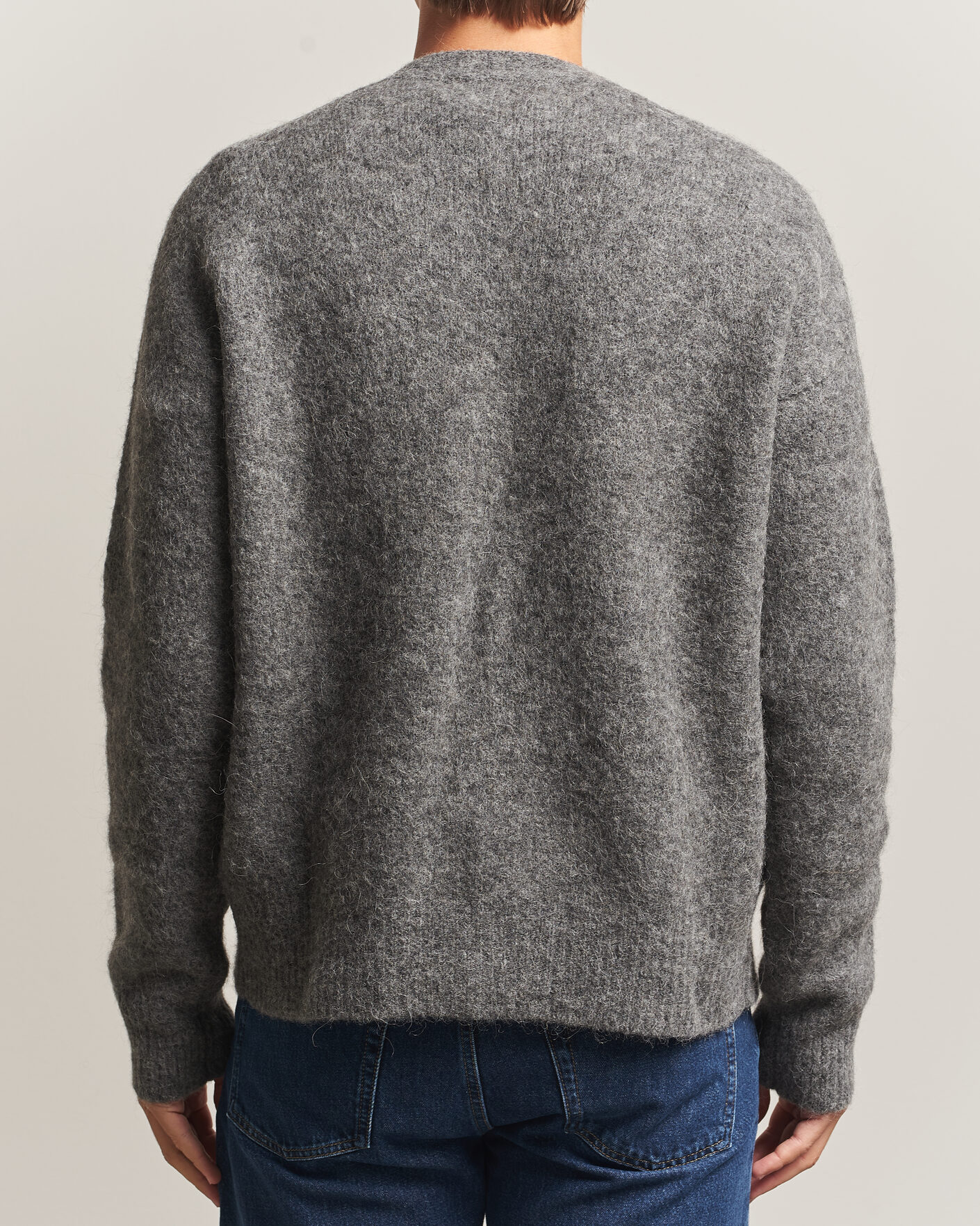 Herre | Trøjer | AMI | Signature Logo Wool Knitted Cardigan Grey Melange