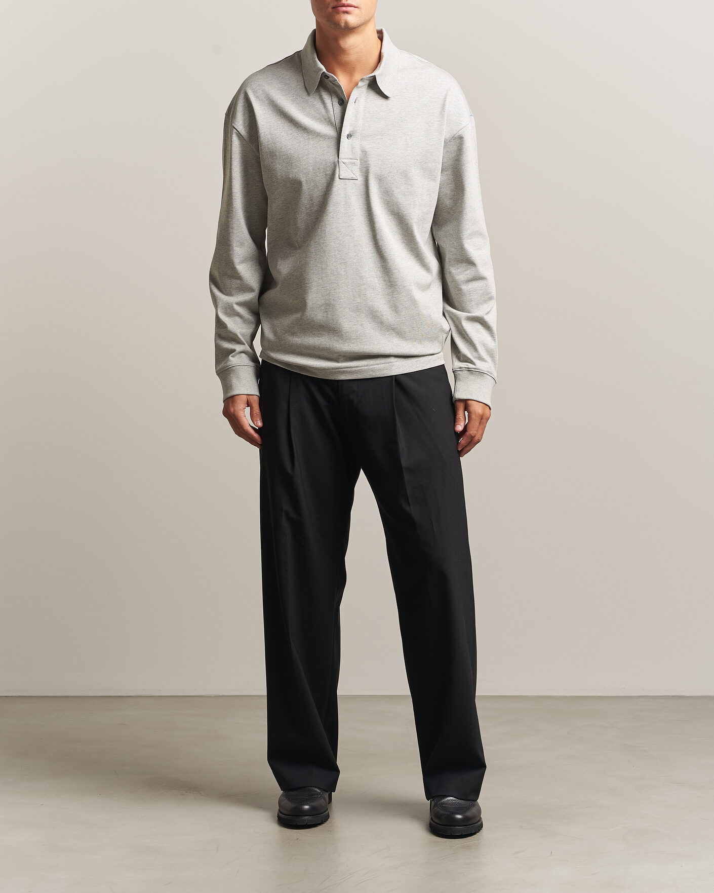Herre | Trøjer | AMI | Heritage Logo Rugger Light Grey Melange