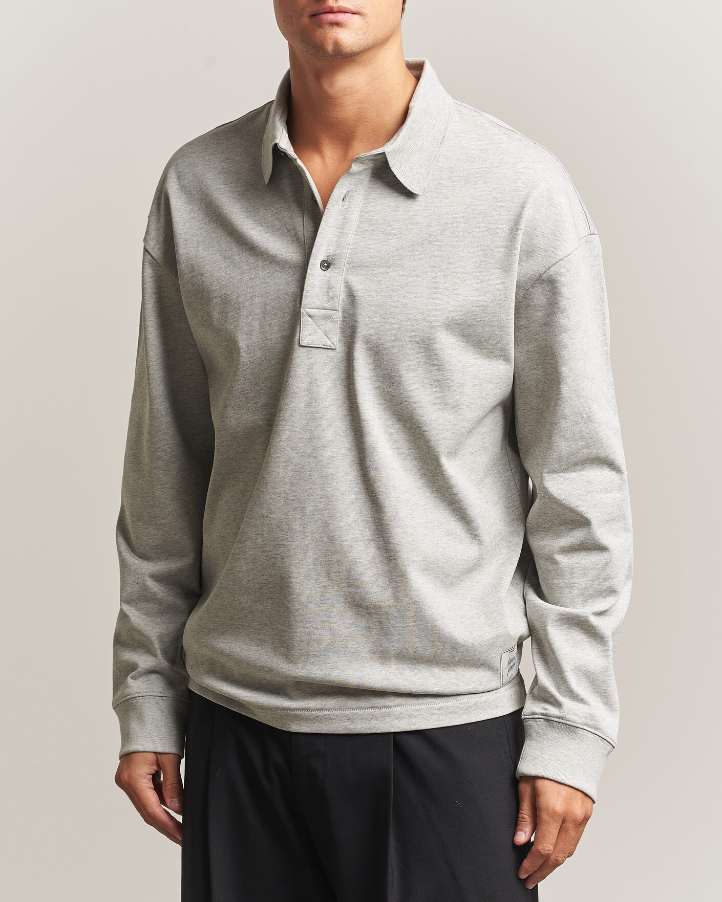 Herre | Trøjer | AMI | Heritage Logo Rugger Light Grey Melange