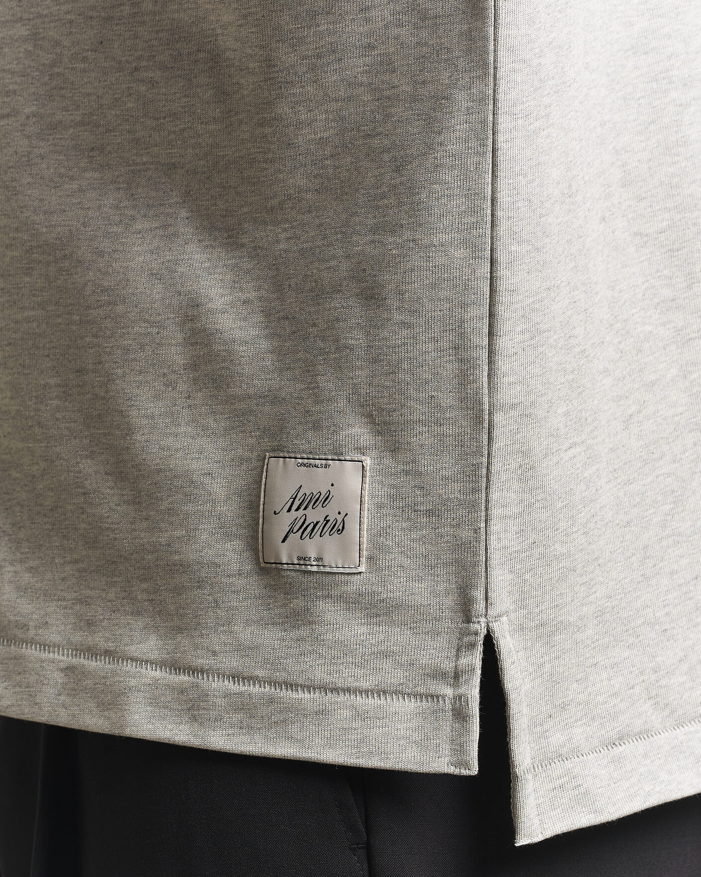 Herre | Trøjer | AMI | Heritage Logo Rugger Light Grey Melange