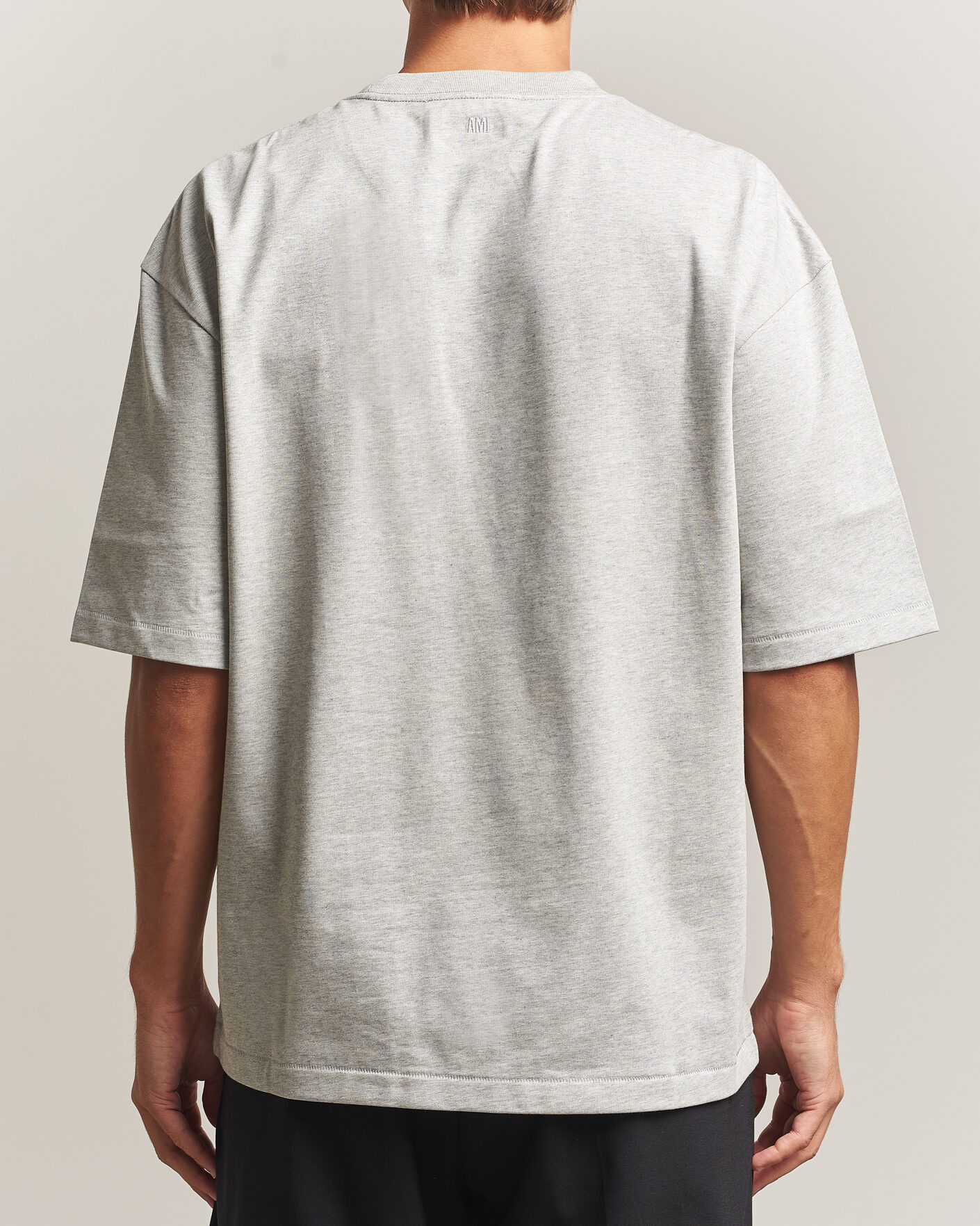 Herre | T-Shirts | AMI | Heritage Logo T-Shirt Light Grey Melange