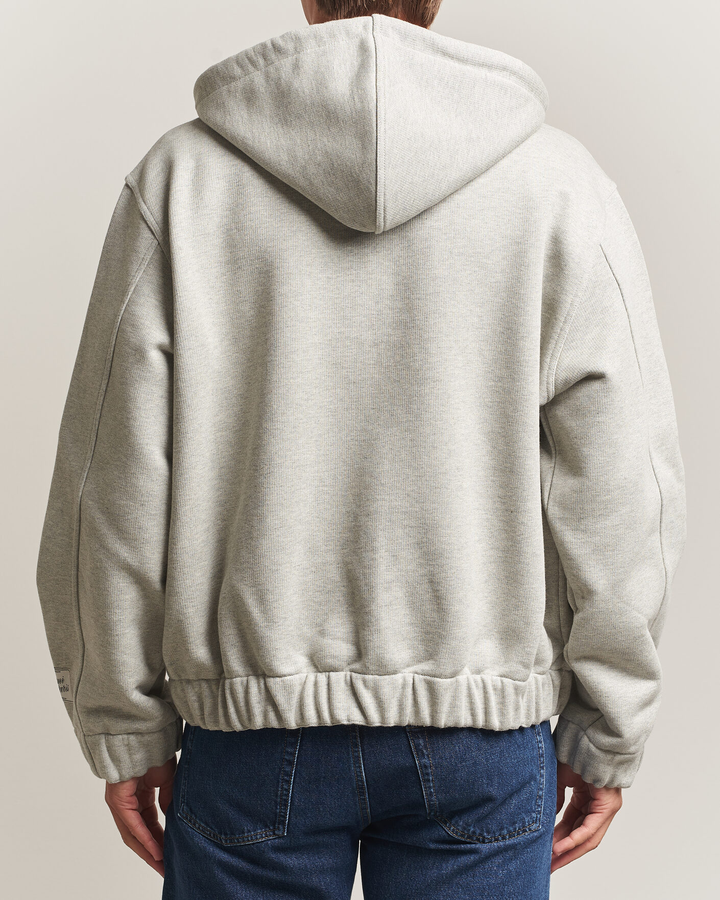 Herre | Trøjer | AMI | Heritage Logo Full Zip Hoodie Light Grey Melange