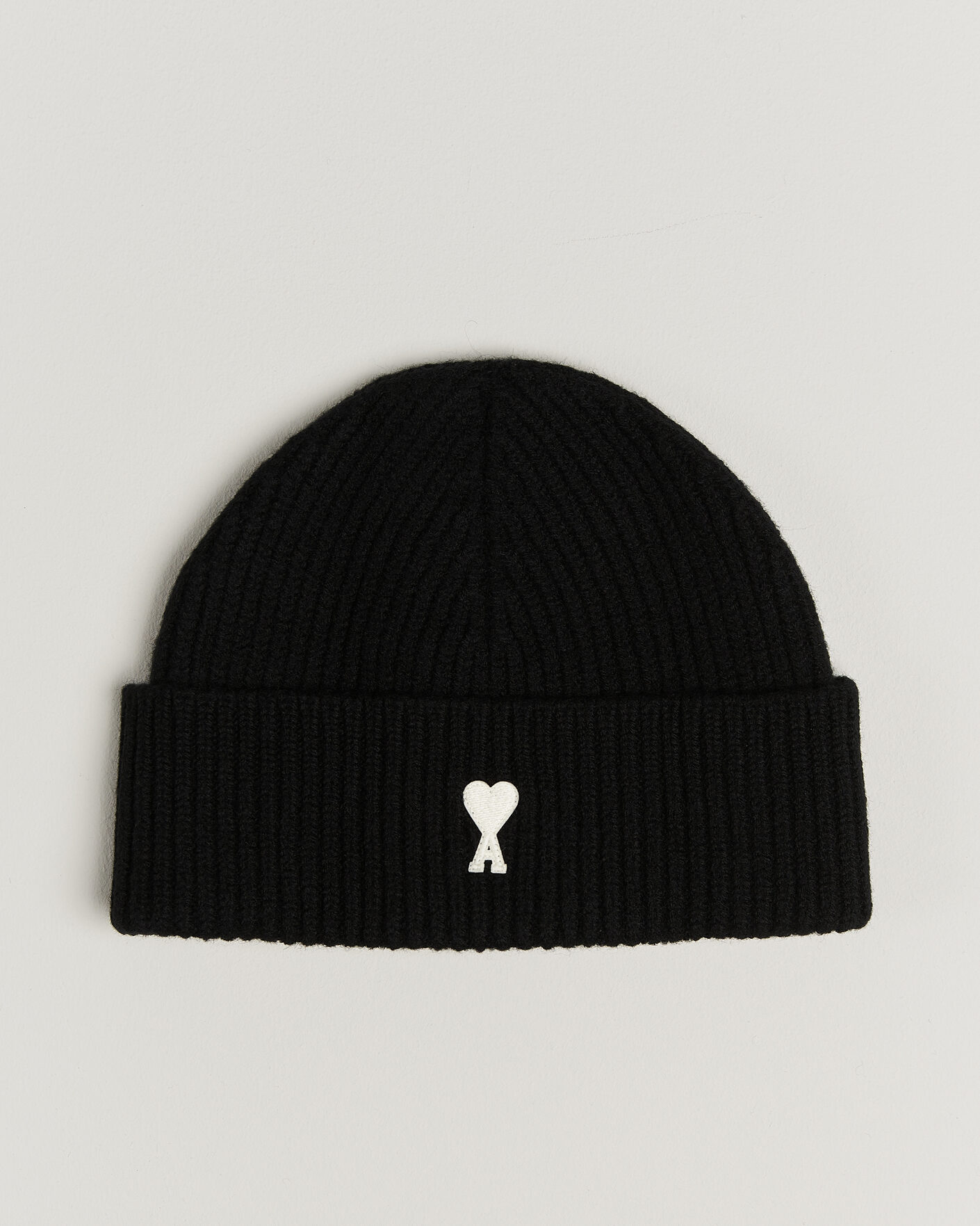 Herre | Huer | AMI | Contrasted Heart Logo Beanie Black