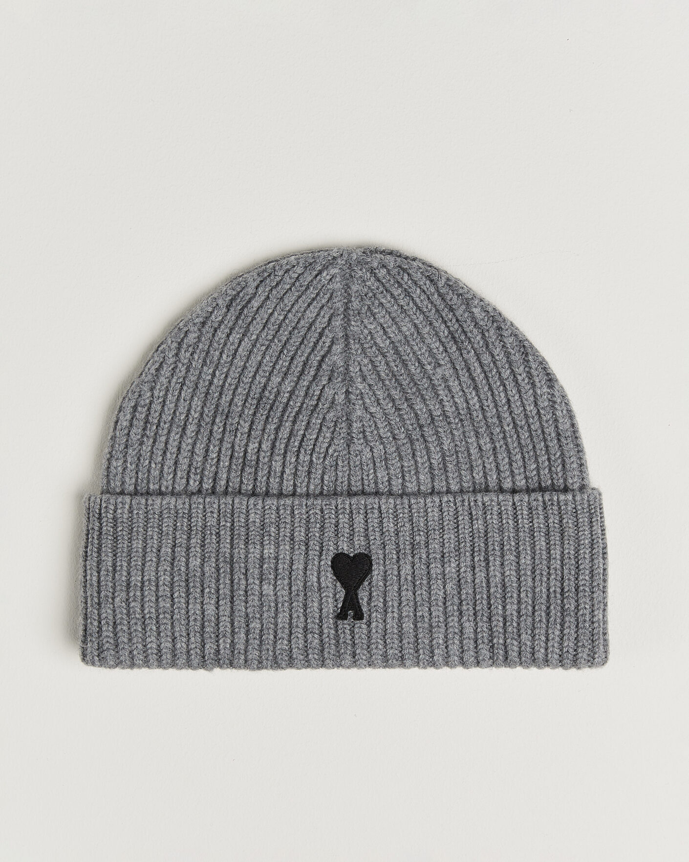 Herre | Huer | AMI | Contrasted Heart Logo Beanie Light Grey Melange