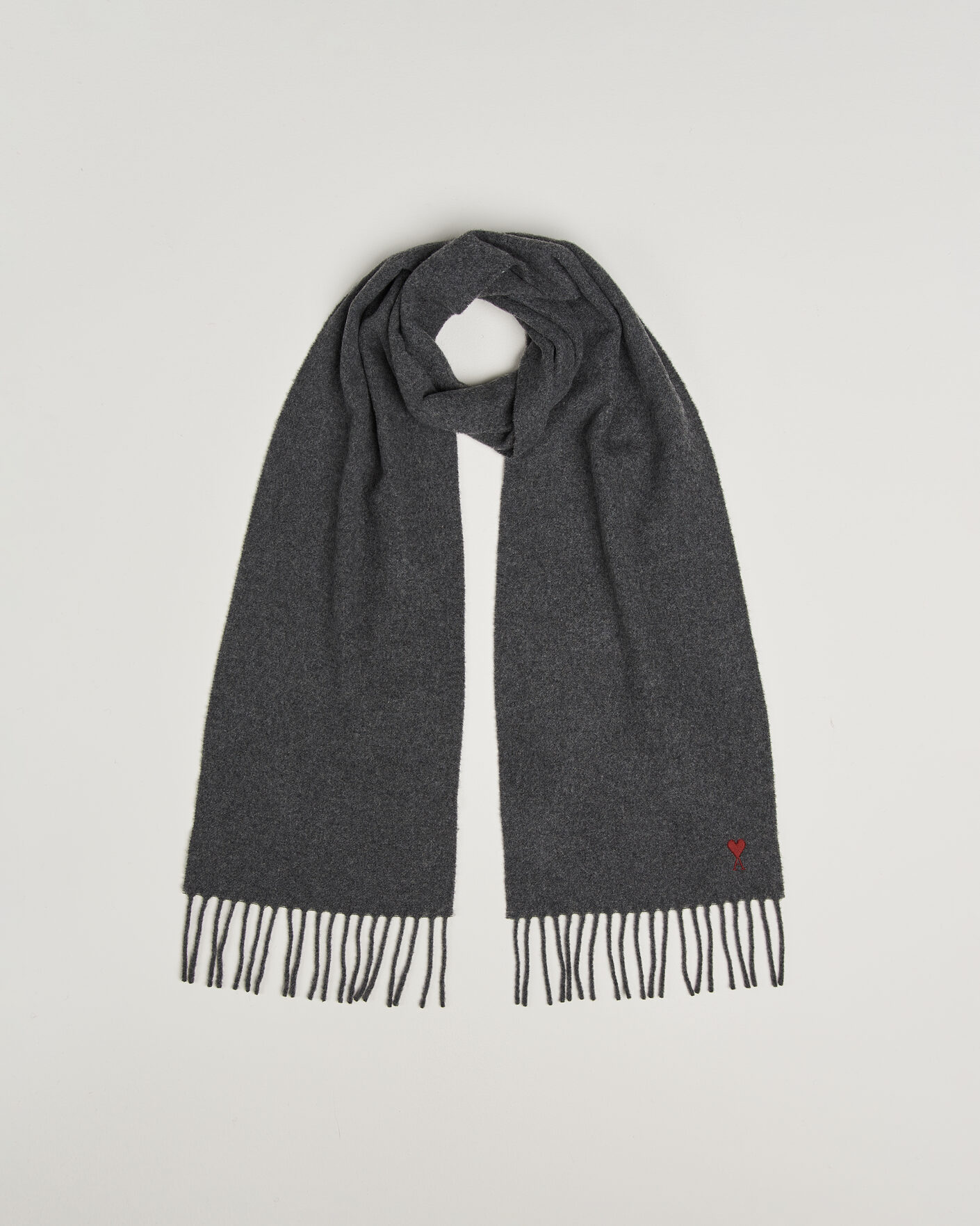 Herre | Halstørklæder | AMI | Heart Logo Scarf Grey Melange
