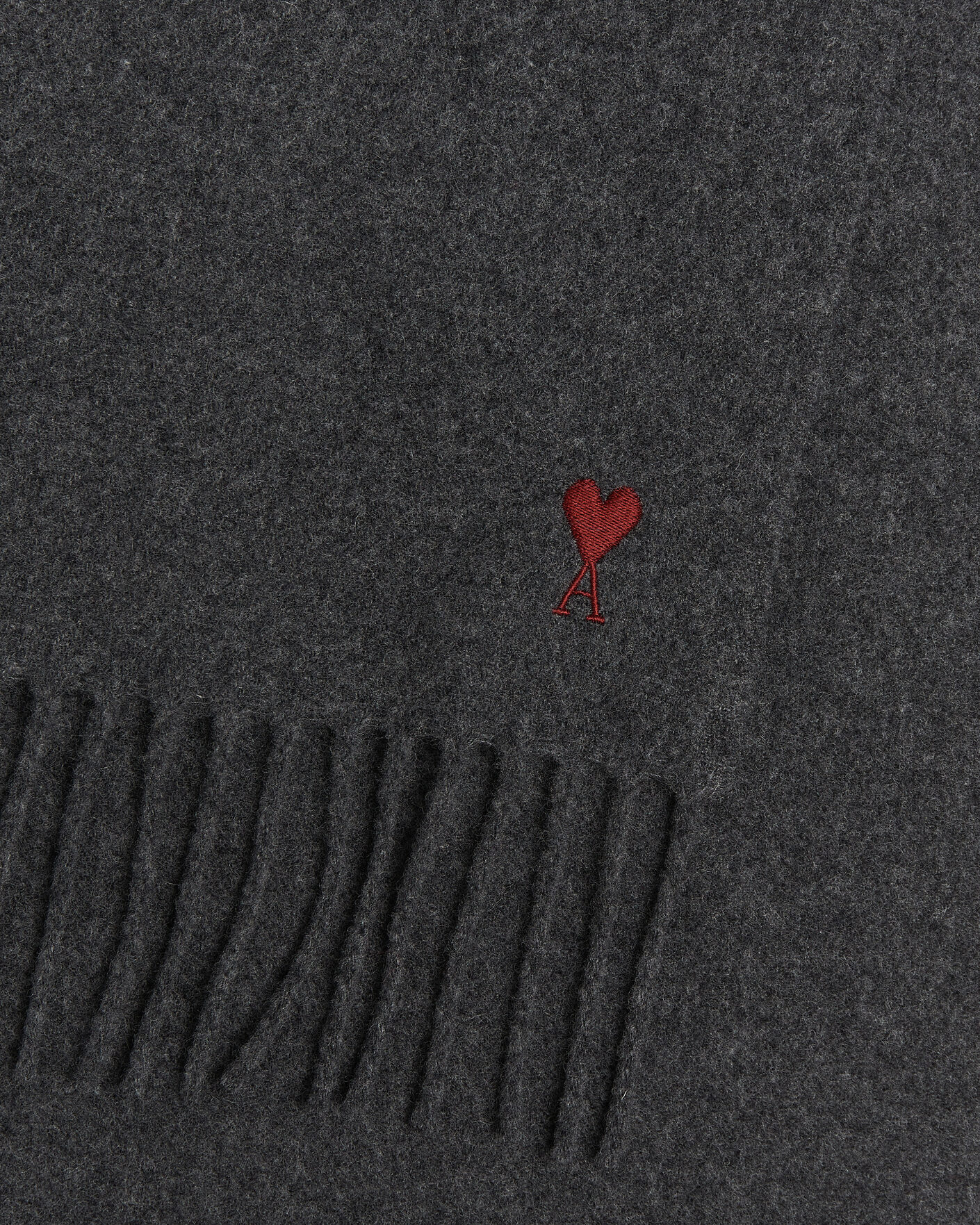 Herre | Halstørklæder | AMI | Heart Logo Scarf Grey Melange