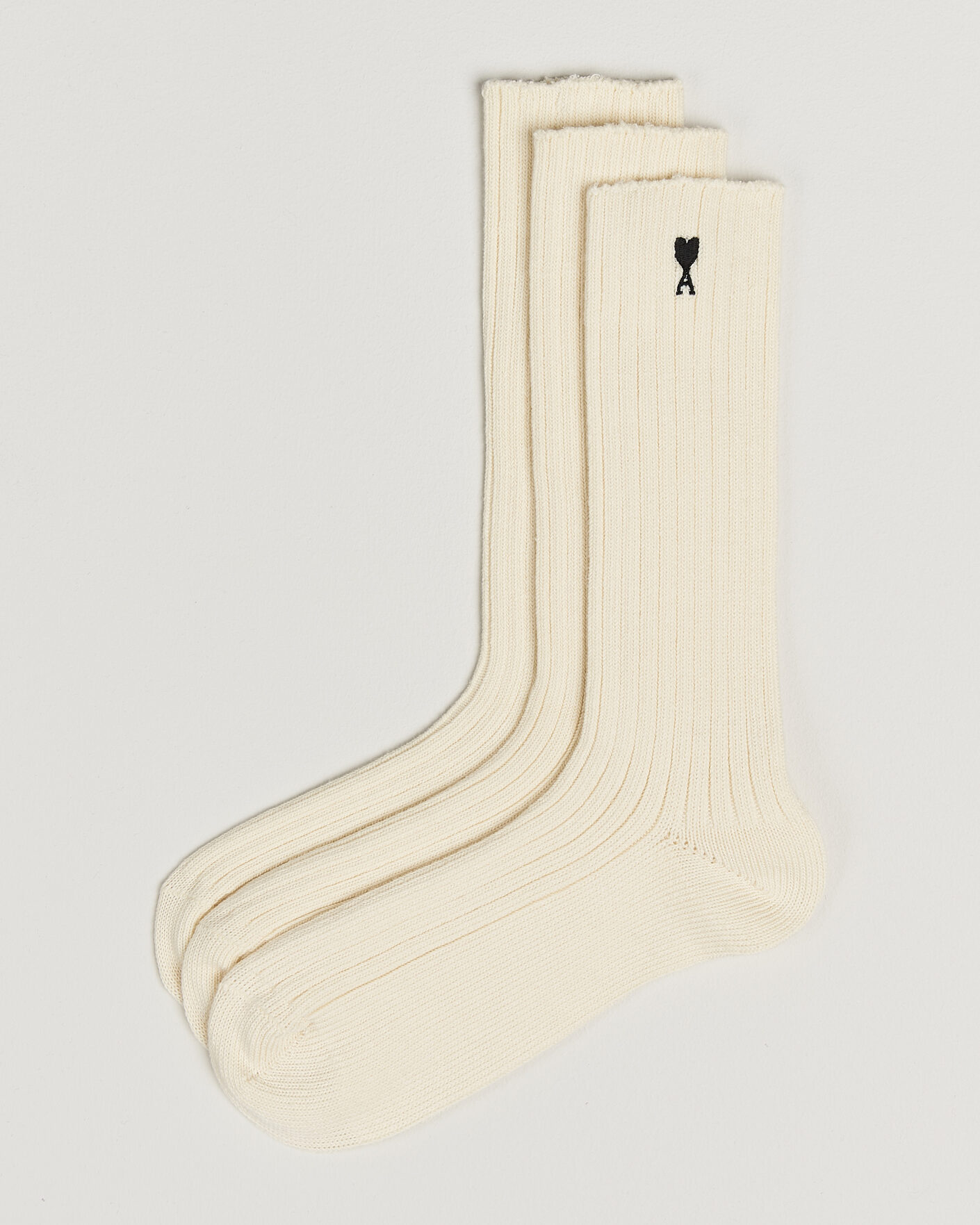 Herre | Undertøj | AMI | 3-Pack Heart Logo Cotton Socks Ivory