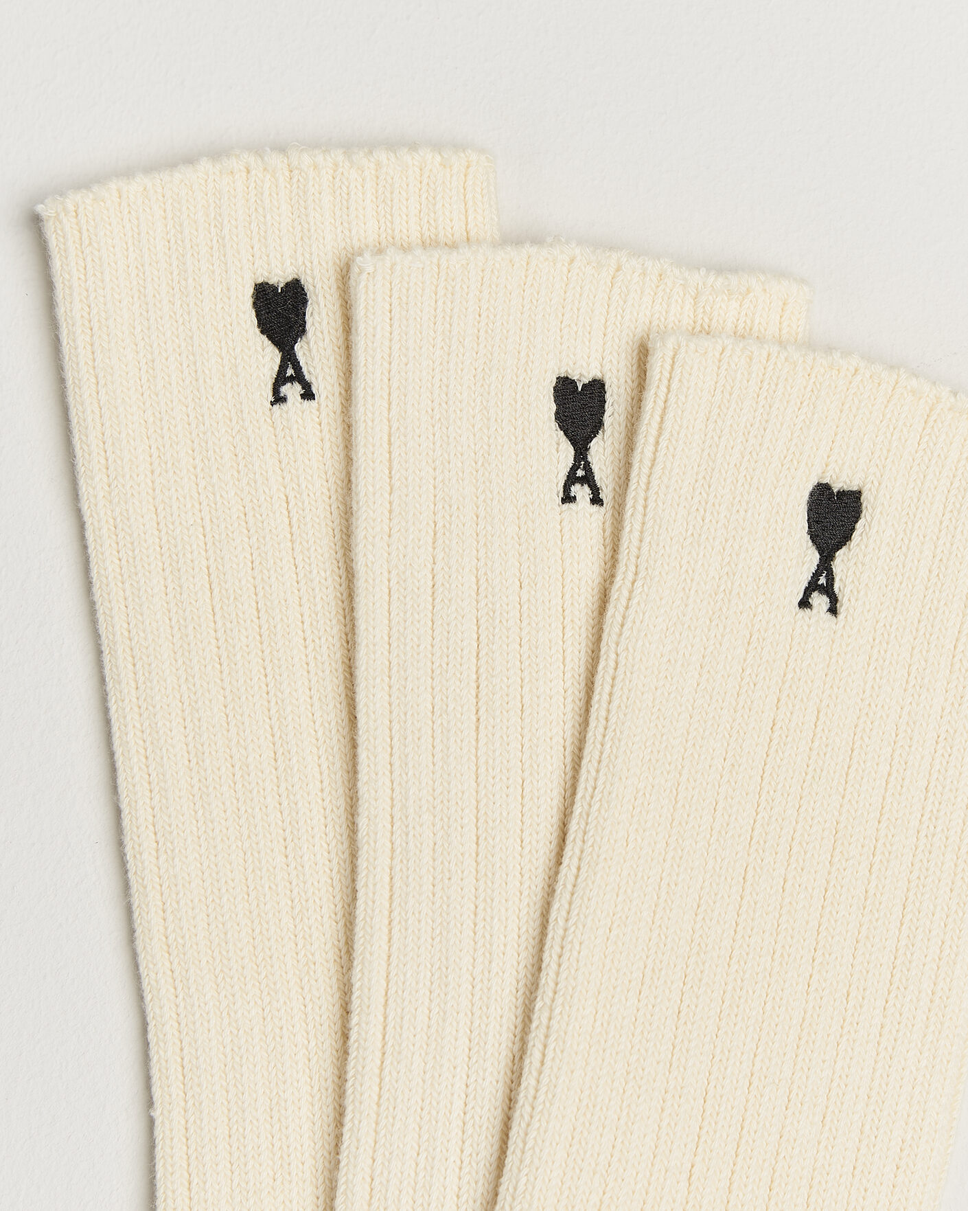 Herre | Undertøj | AMI | 3-Pack Heart Logo Cotton Socks Ivory