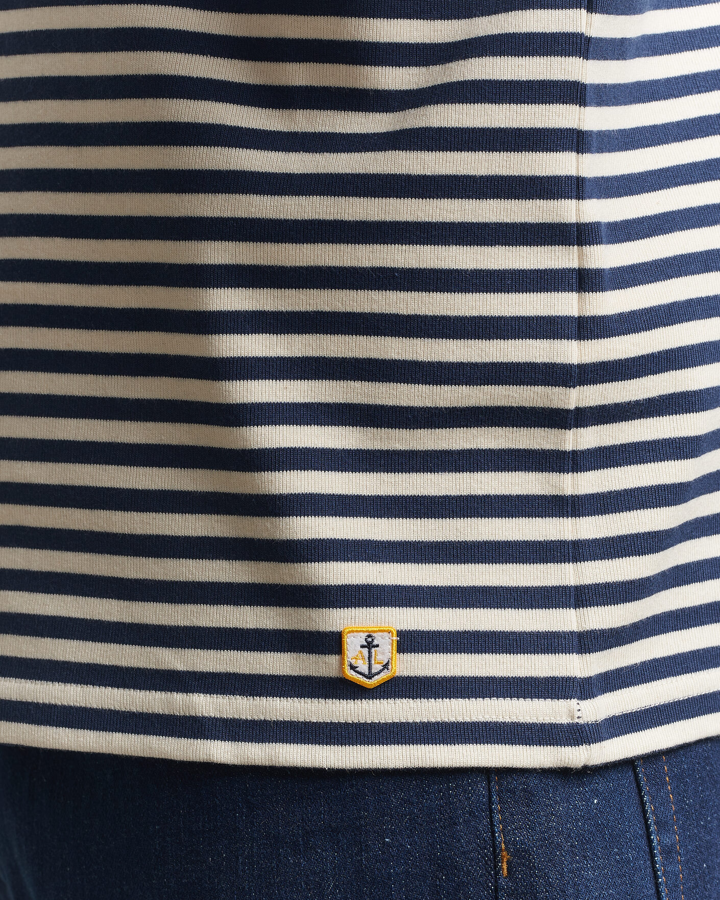Herre | T-Shirts | Armor-lux | Héritage Striped Long Sleeve T-Shirt Marine/Milk