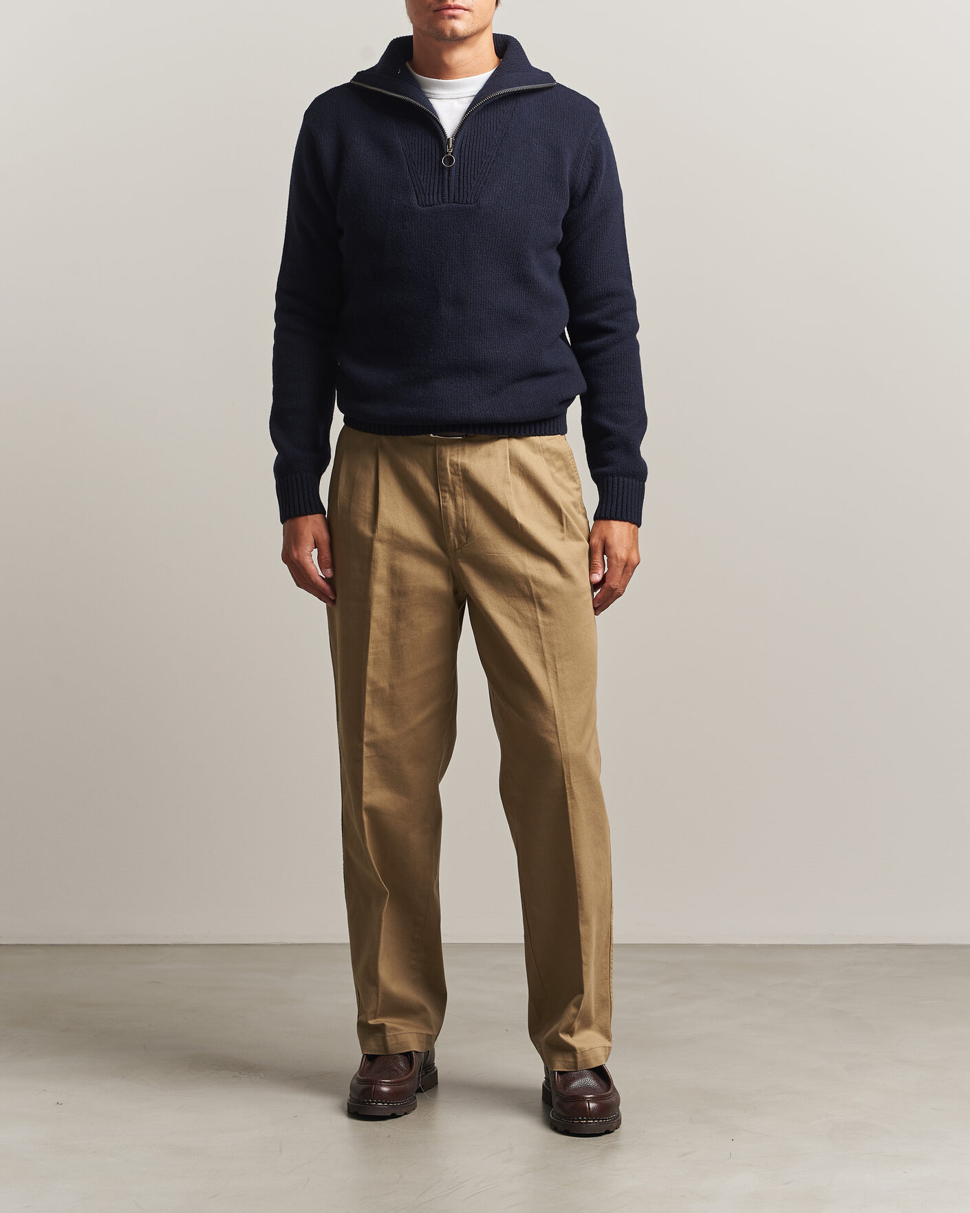 Herre | Trøjer | Armor-lux | Wool Knitted Half Zip Navy