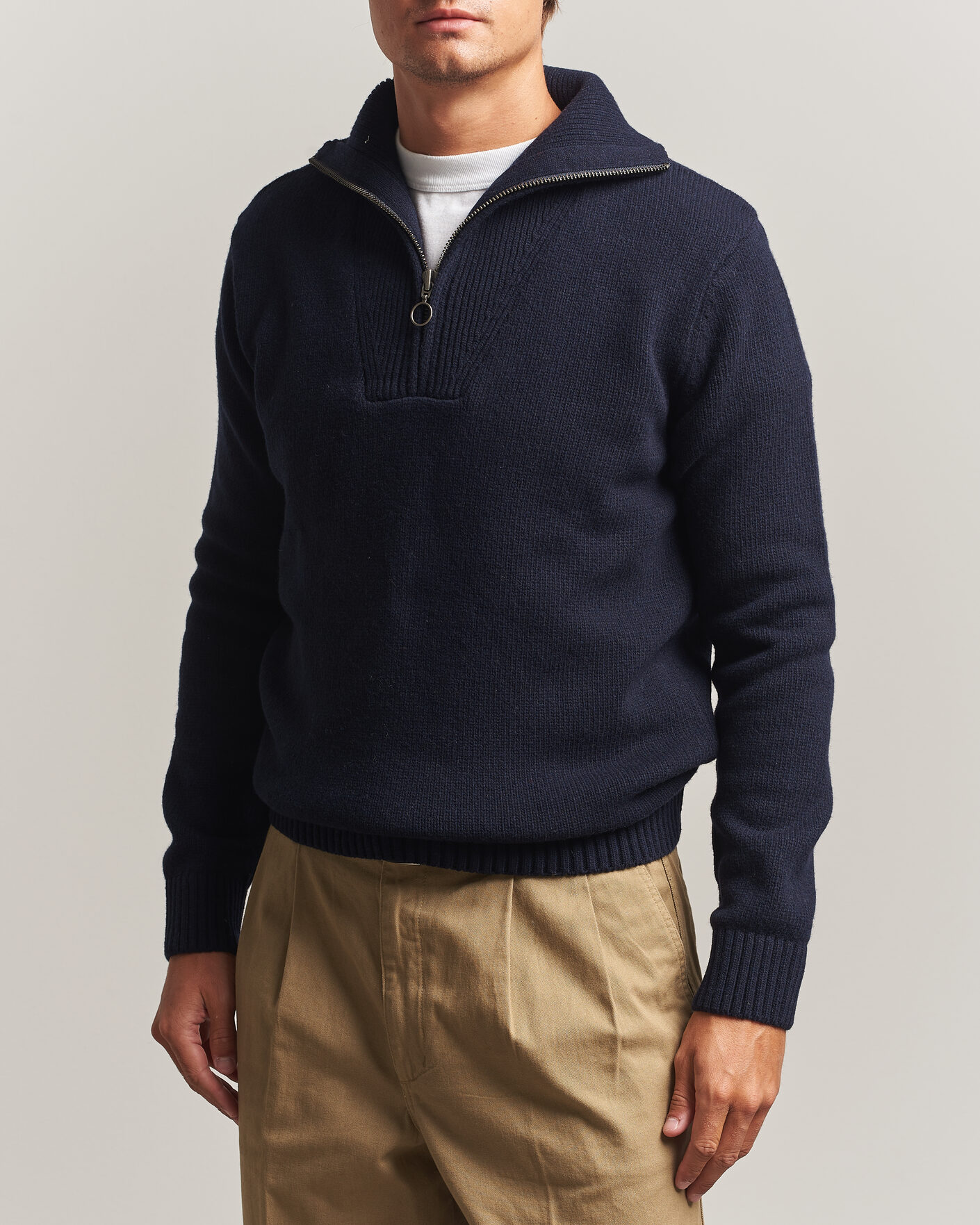 Herre | Trøjer | Armor-lux | Wool Knitted Half Zip Navy