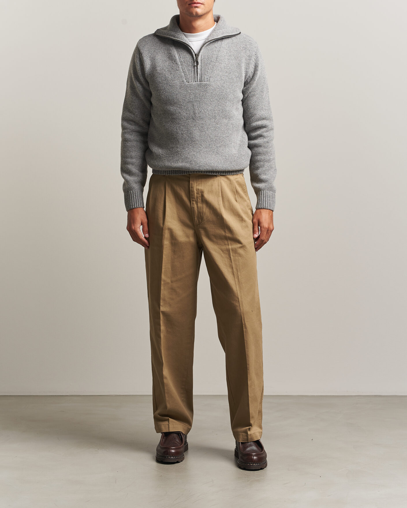 Herre | Trøjer | Armor-lux | Wool Knitted Half Zip Slate