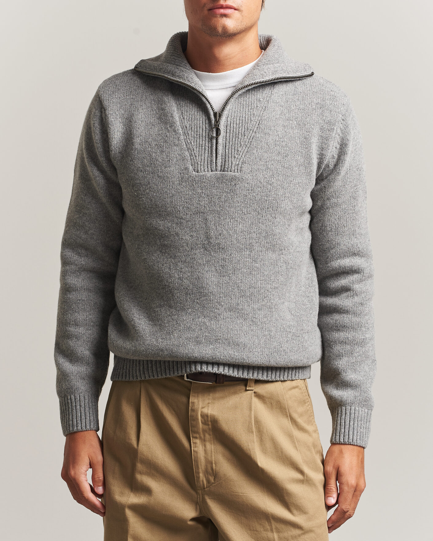 Herre | Trøjer | Armor-lux | Wool Knitted Half Zip Slate