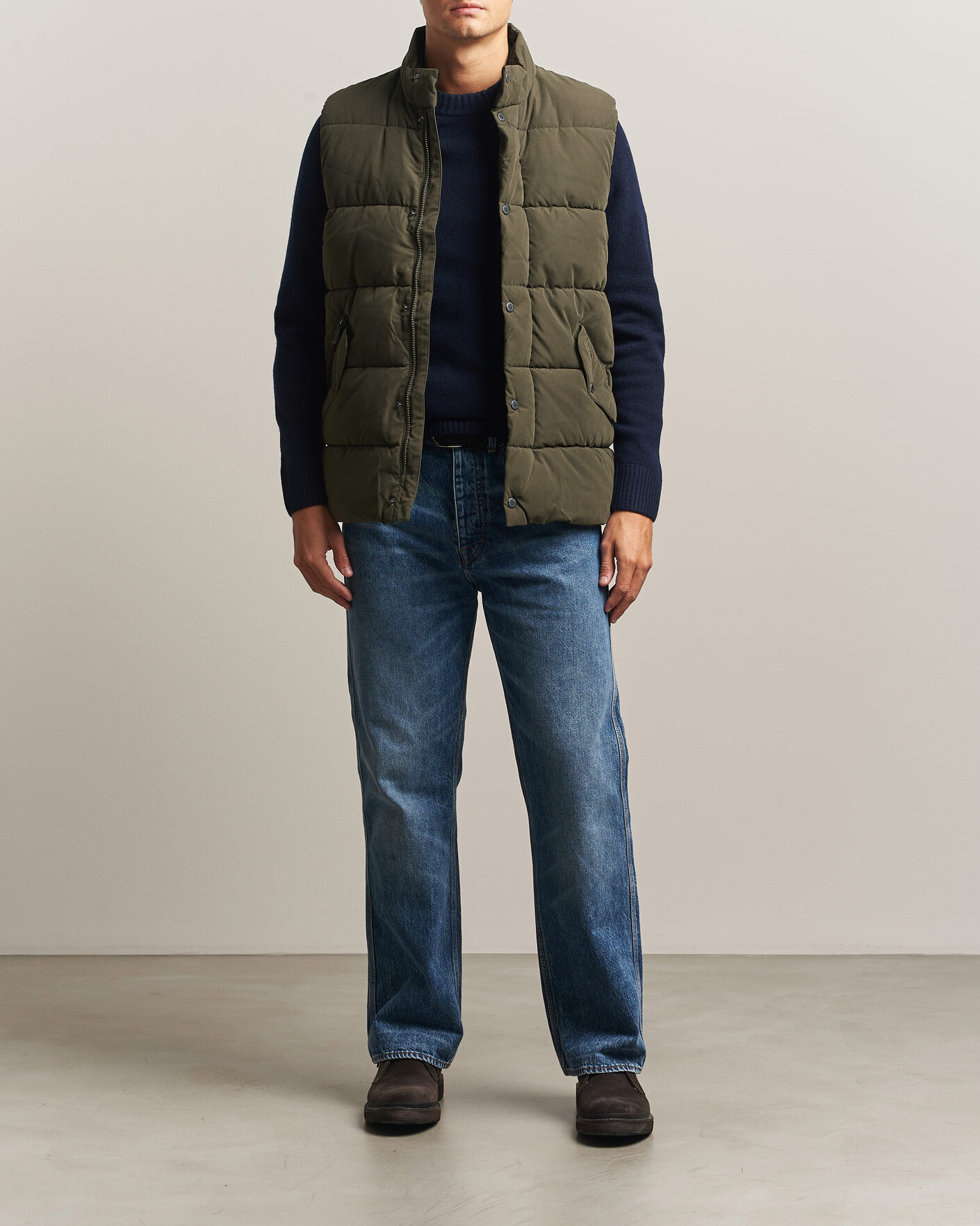 Herre | Veste | Barbour Lifestyle | Powell Puffer Gilet Dark Sage