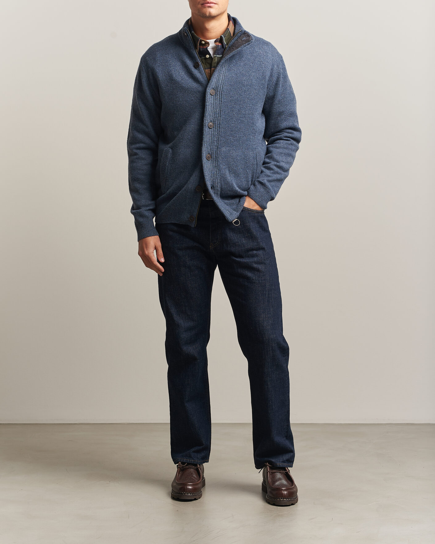 Herre | Trøjer | Barbour Lifestyle | Essential Patch Zip Through Cardigan Dark Indigo