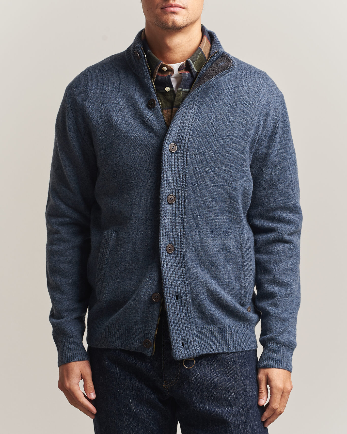 Herre | Trøjer | Barbour Lifestyle | Essential Patch Zip Through Cardigan Dark Indigo