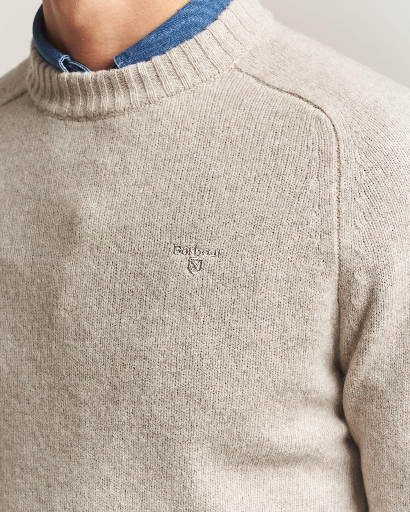 Herre | Trøjer | Barbour Lifestyle | Newtown Lambswool Crewneck Light Grey Marl