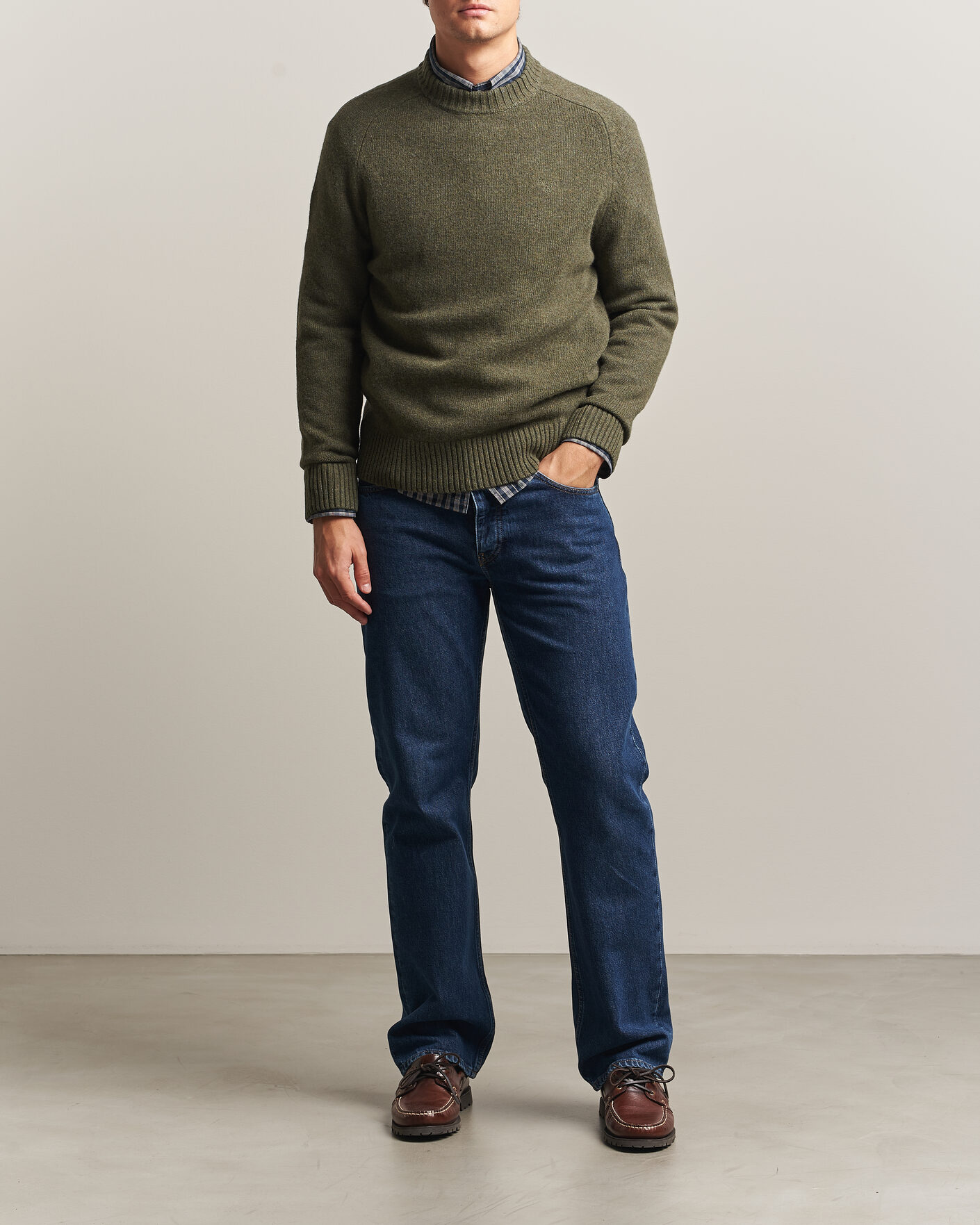 Herre | Trøjer | Barbour Lifestyle | Newtown Lambswool Crewneck Olive