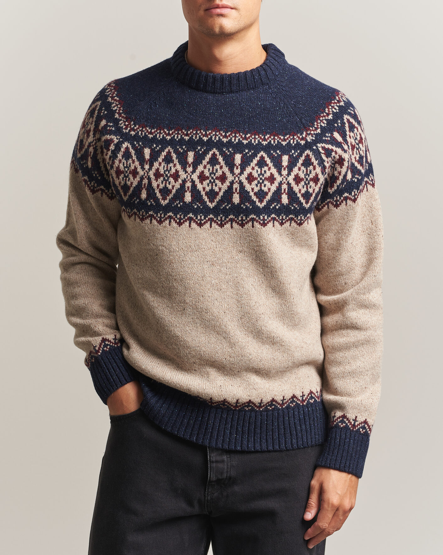 Herre | Trøjer | Barbour Lifestyle | Tisbury Fairisle Crew Navy