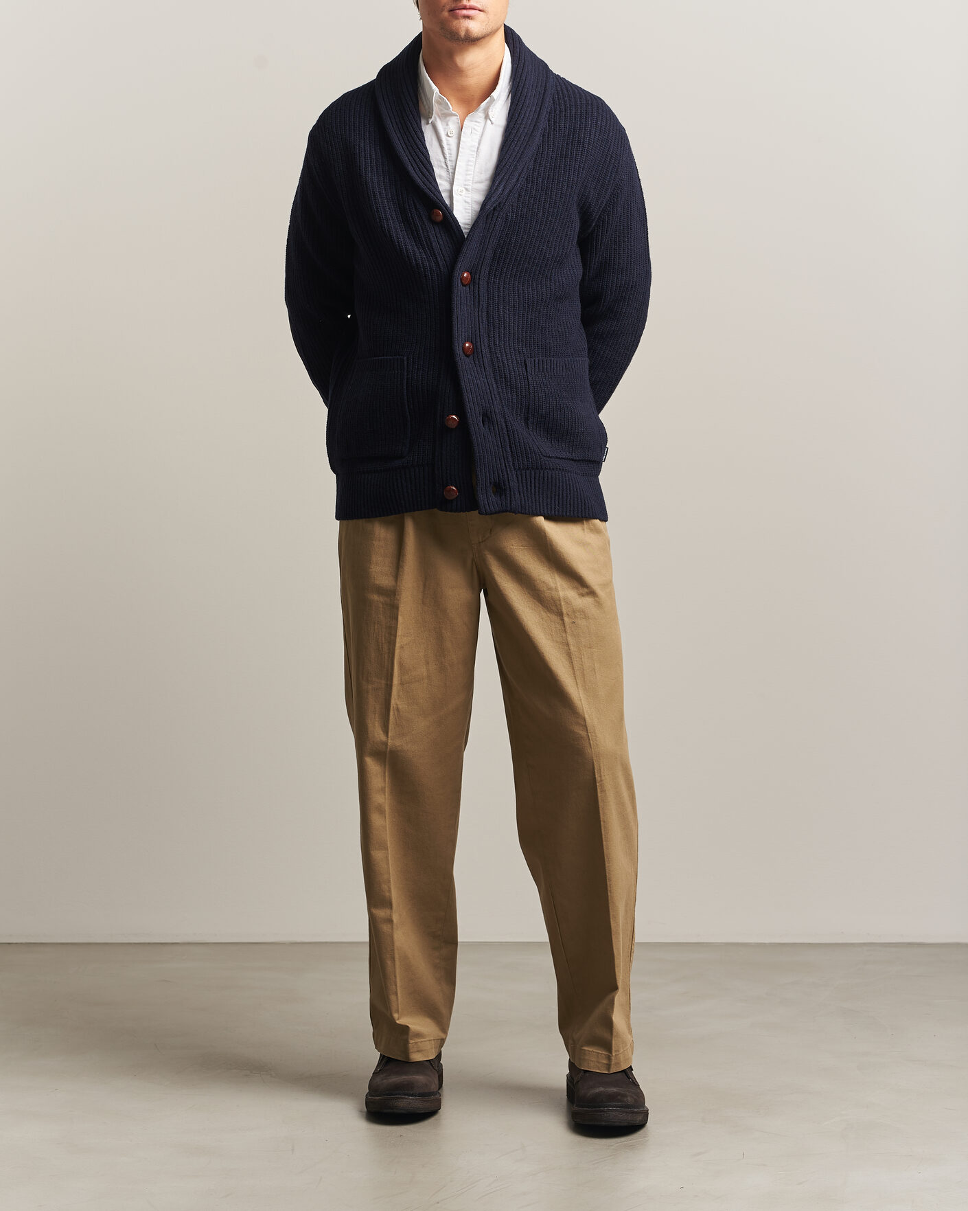 Herre | Trøjer | Barbour Lifestyle | Hartland Knitted Shawl Cardigan Navy