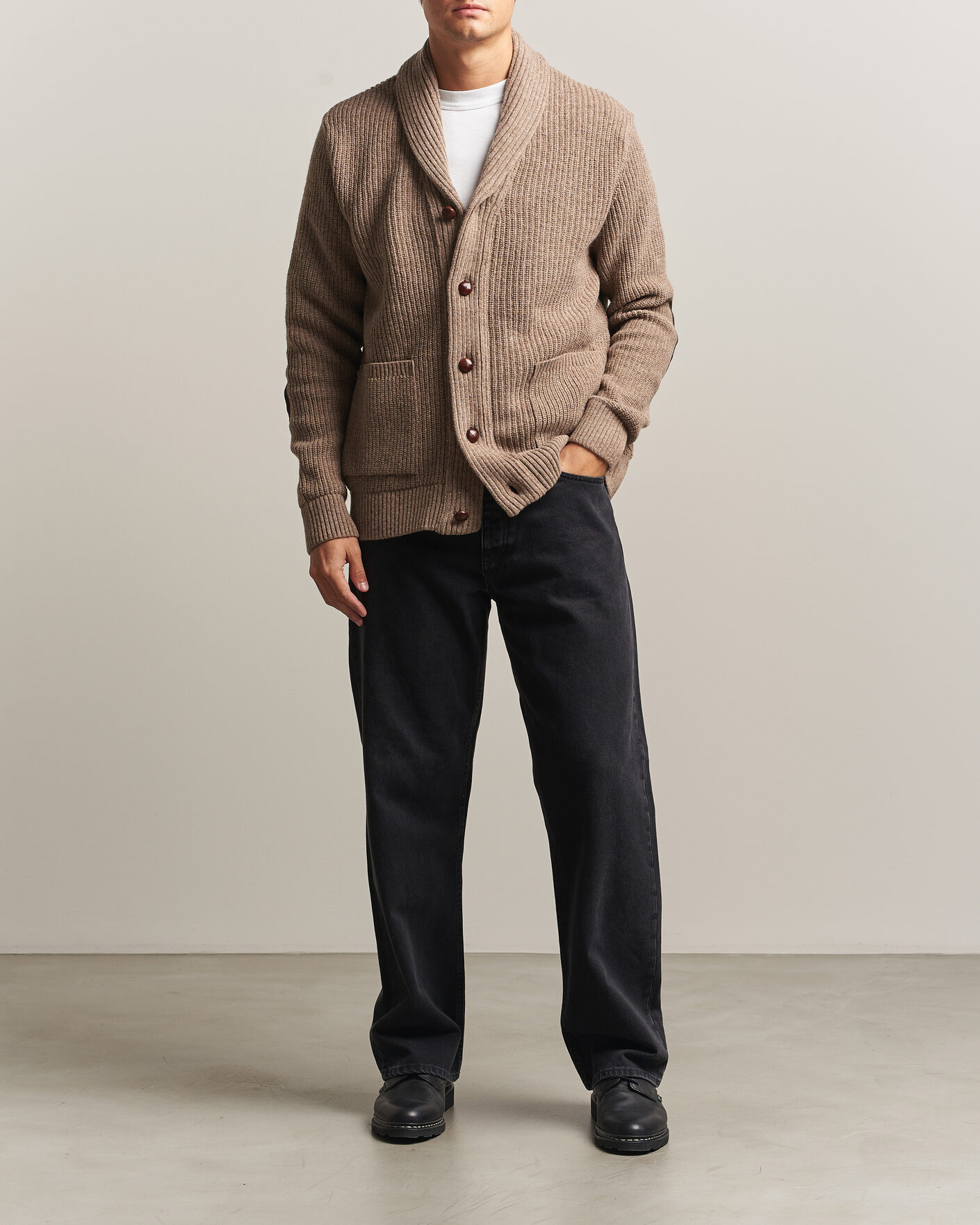 Herre | Trøjer | Barbour Lifestyle | Hartland Knitted Shawl Cardigan Stone