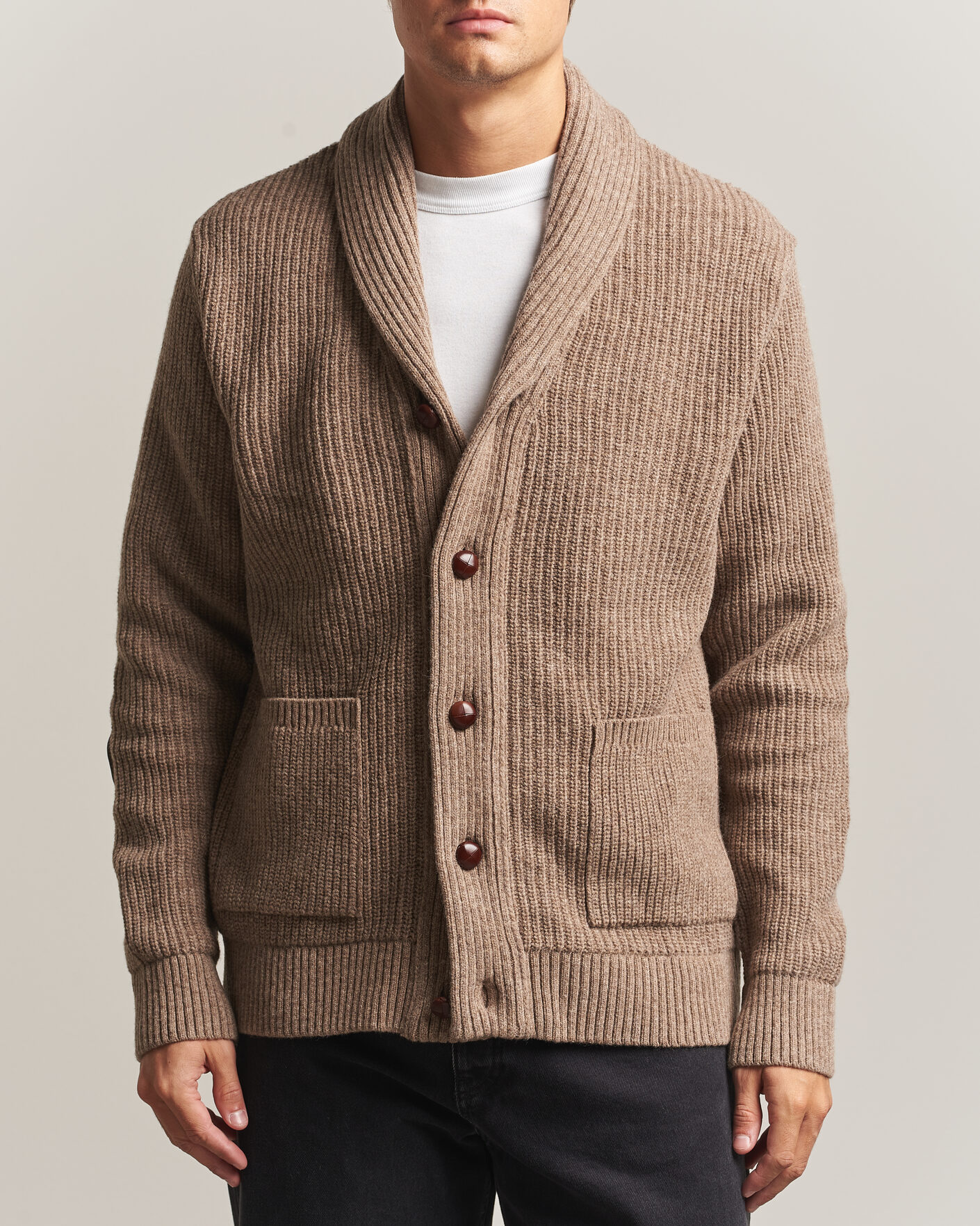 Herre | Trøjer | Barbour Lifestyle | Hartland Knitted Shawl Cardigan Stone