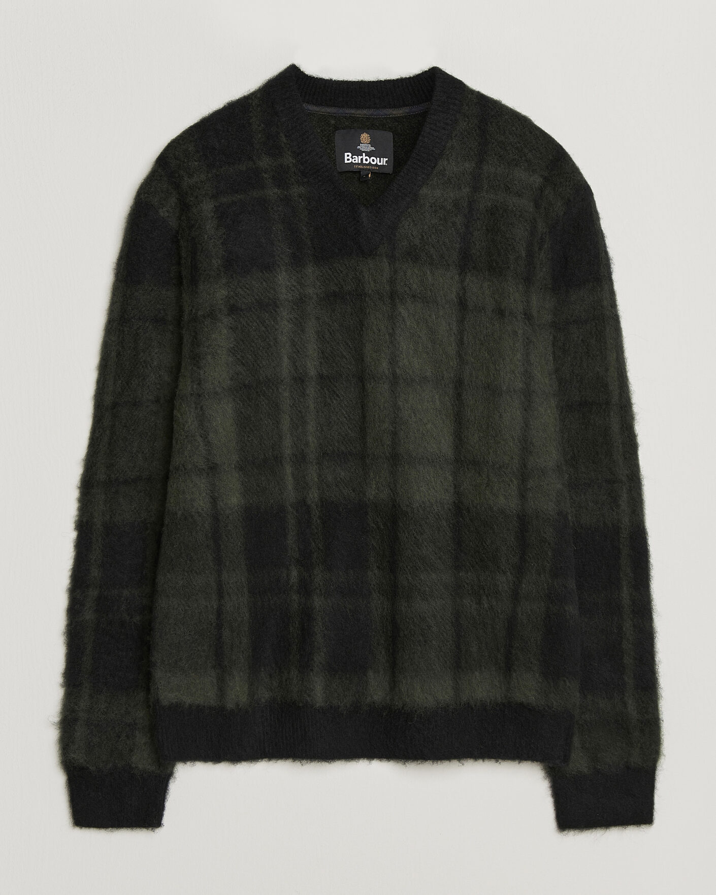 Herre | Trøjer | Barbour Lifestyle | Hunham Tartan V-Neck Knitted Jumper Black