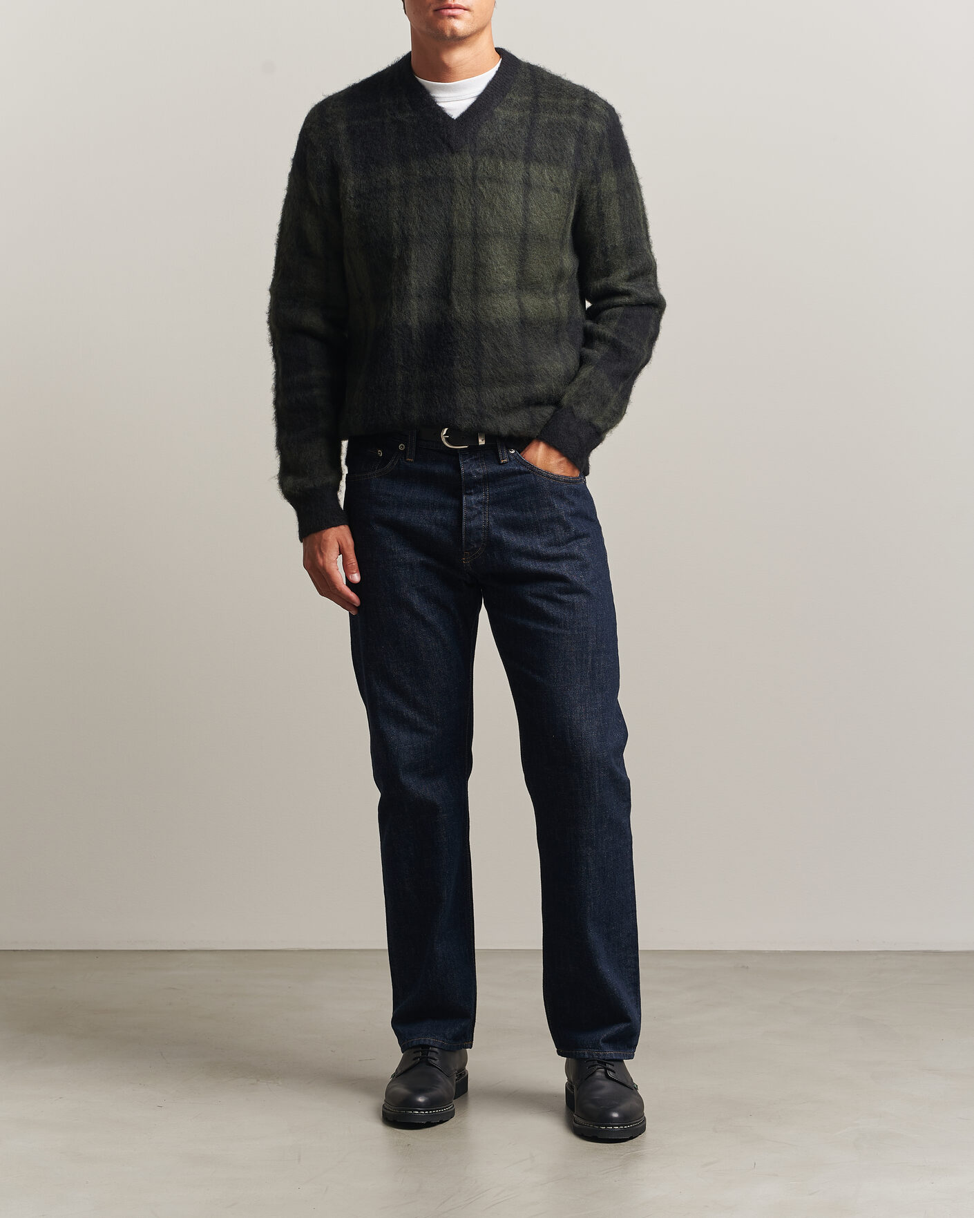 Herre | Trøjer | Barbour Lifestyle | Hunham Tartan V-Neck Knitted Jumper Black