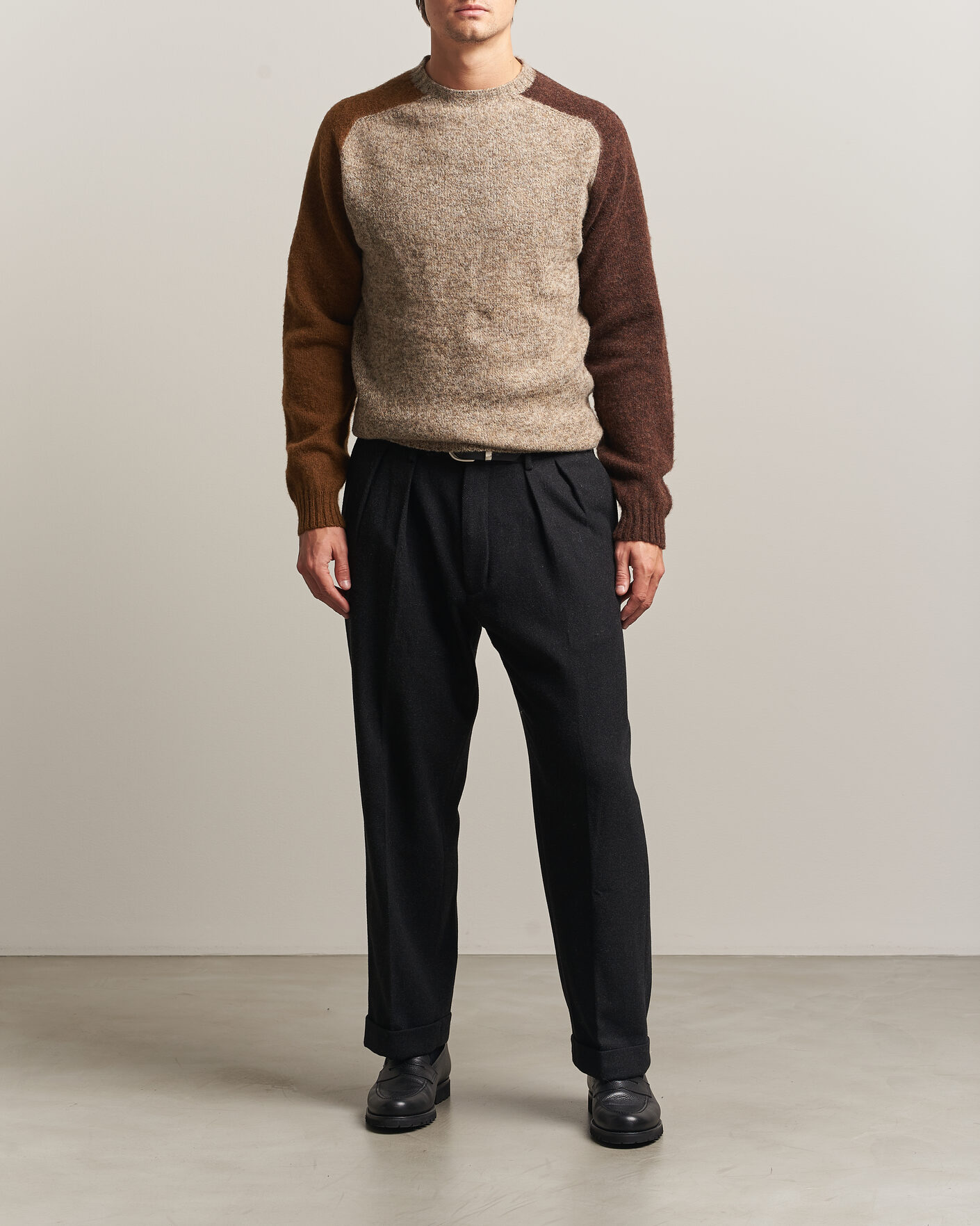 Herre | Trøjer | Barbour Lifestyle | Scottish Made Block Colour Crew Light Stone