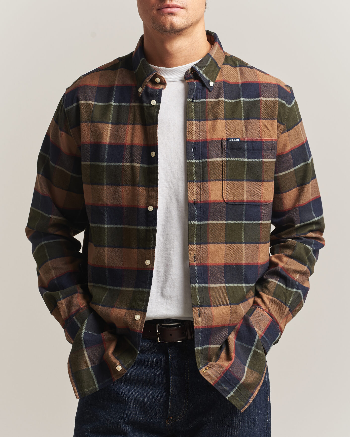 Herre | Skjorter | Barbour Lifestyle | Valey Flannel Check Shirt Olive