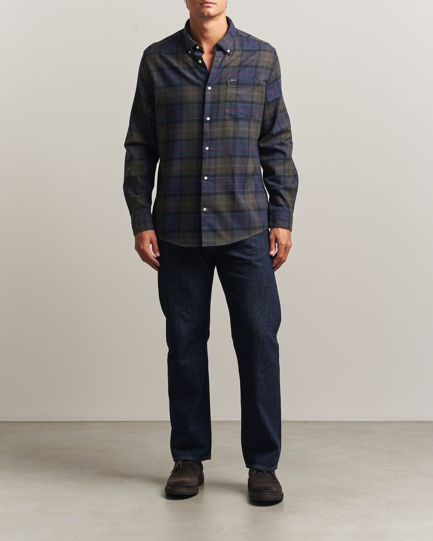 Herre | Skjorter | Barbour Lifestyle | Finkle Gingham Flannel Shirt Navy