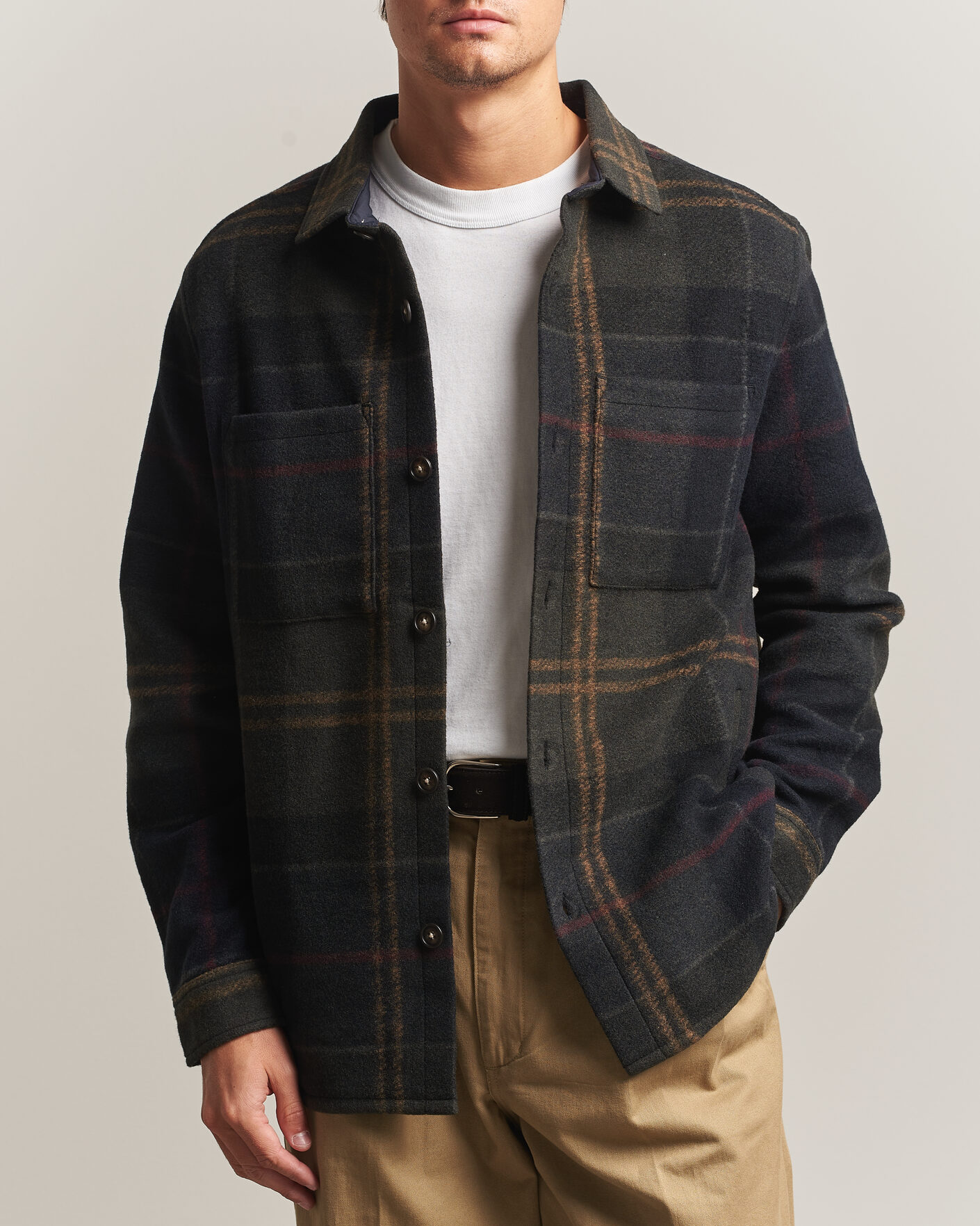 Herre | Skjorter | Barbour Lifestyle | Woodlane Brushed Check Overshirt Shadow Classic