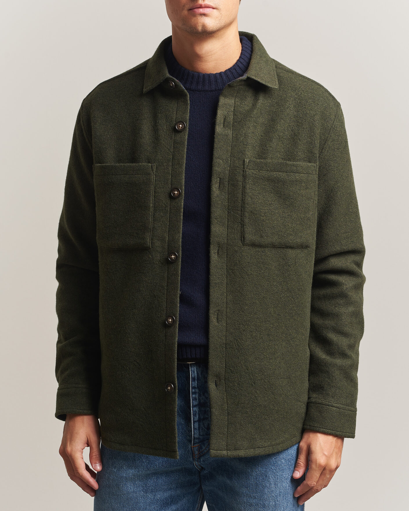Herre | Skjorter | Barbour Lifestyle | Marltown Tailored Wool Blend Overshirt Sage