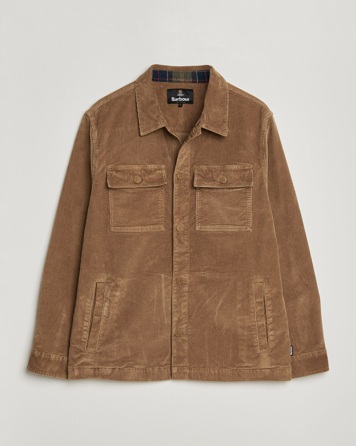 Herre | Skjorter | Barbour Lifestyle | Tartan Trimed Cord Overshirt Sandstone
