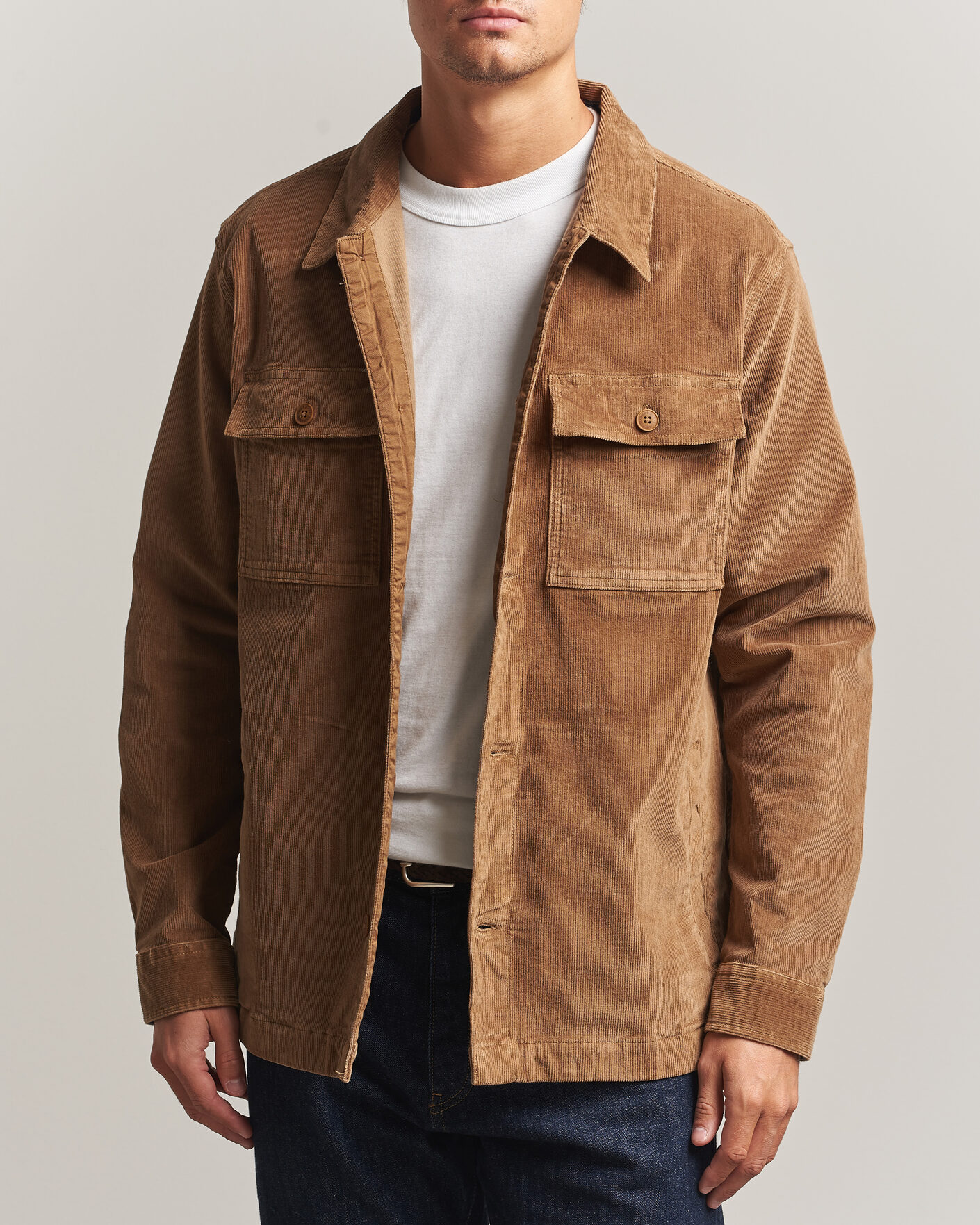 Herre | Skjorter | Barbour Lifestyle | Tartan Trimed Cord Overshirt Sandstone