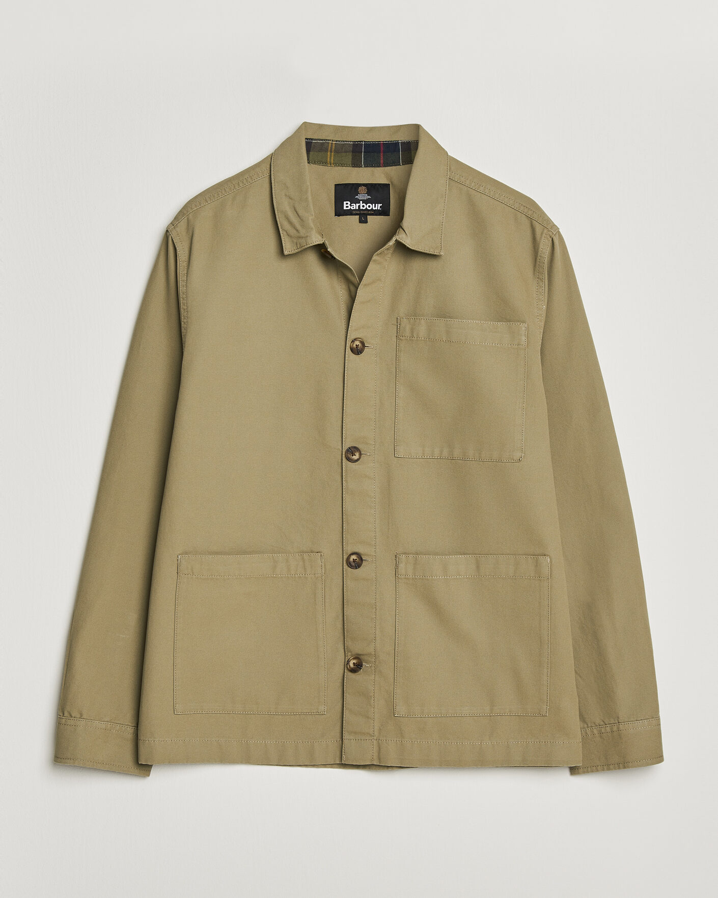 Herre | Skjorter | Barbour Lifestyle | Tartan trimed Washed Overshirt Mushroom