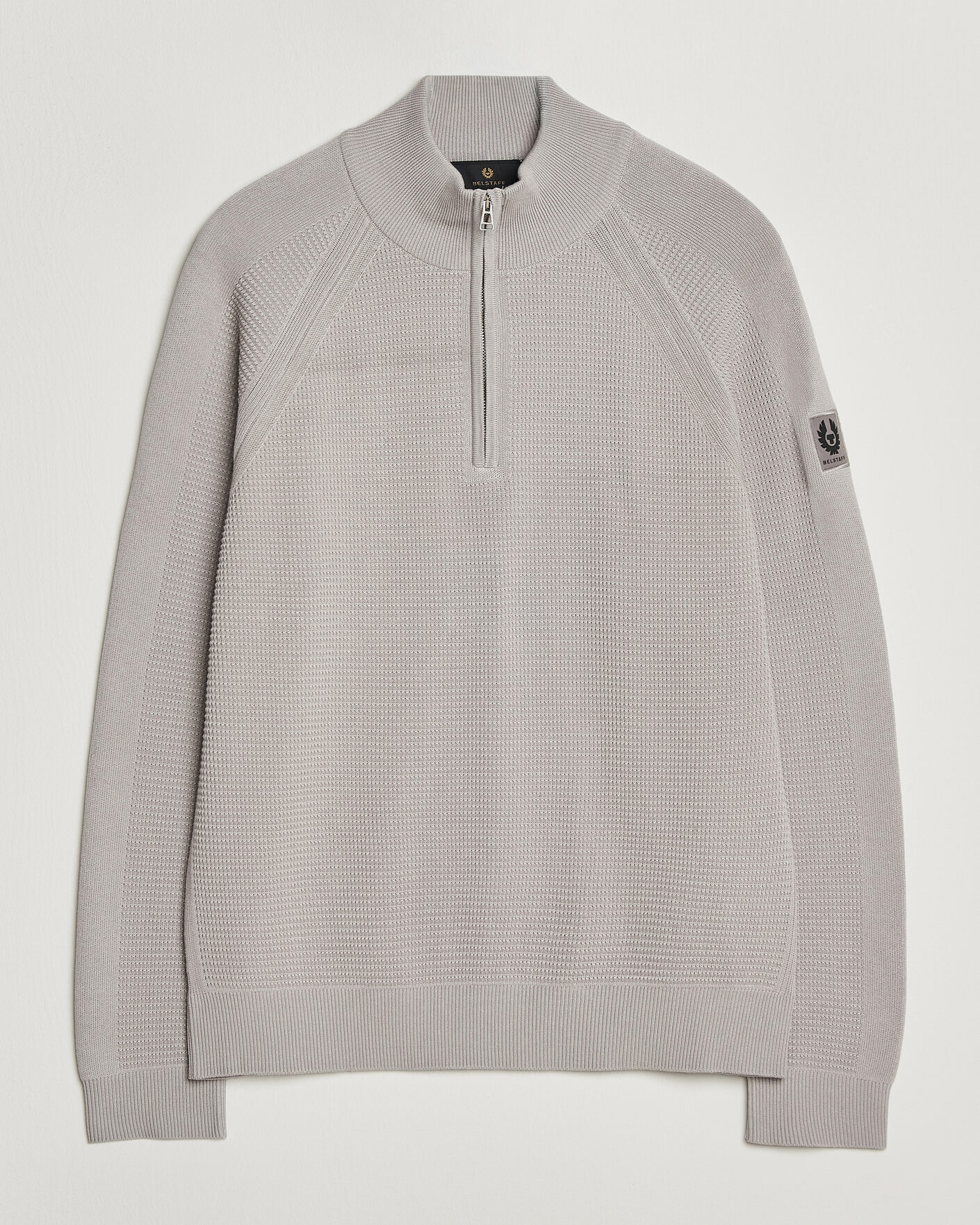 Herre | Trøjer | Belstaff | Bradwell Cotton Knitted Quarter Zip Concrete