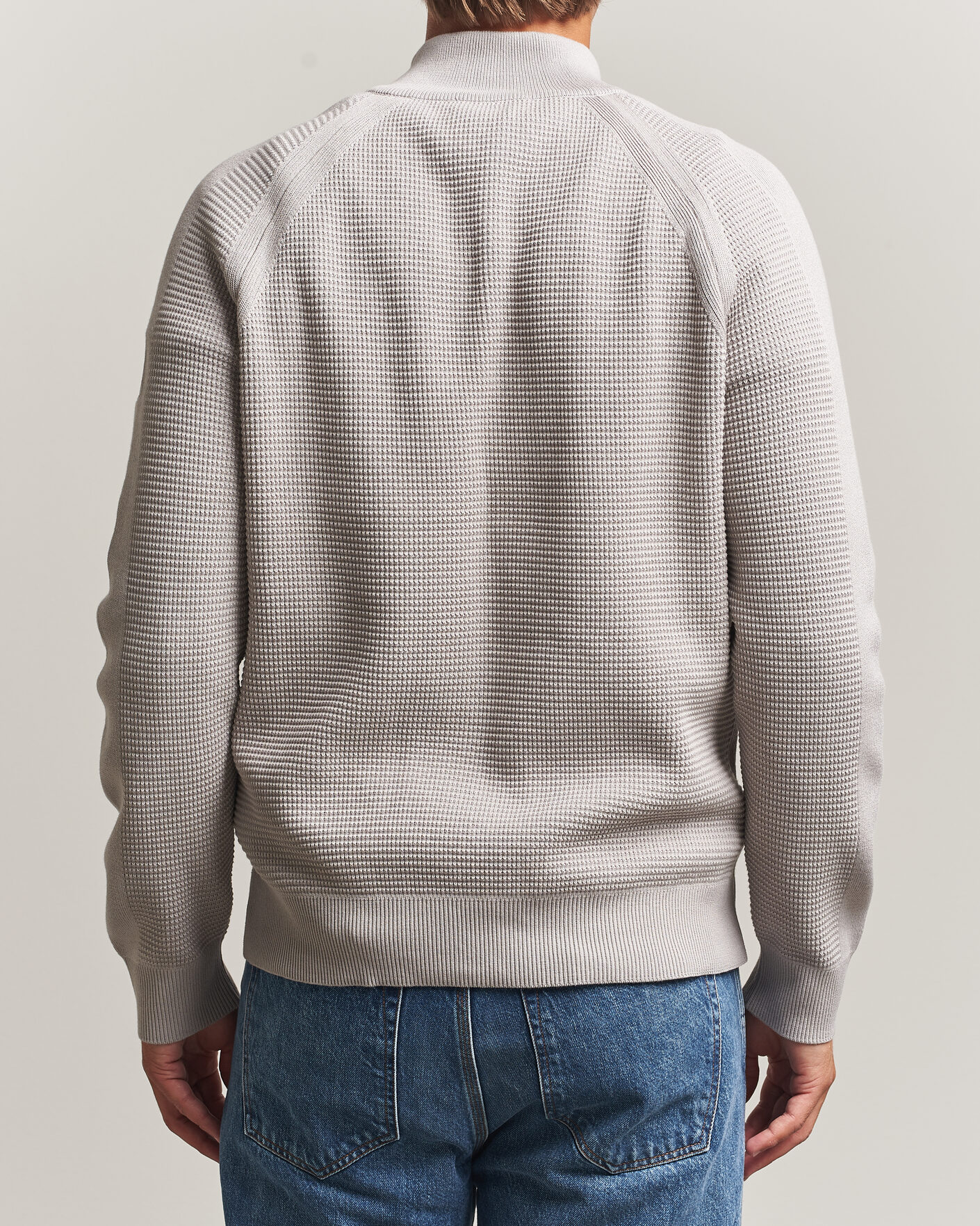 Herre | Trøjer | Belstaff | Bradwell Cotton Knitted Quarter Zip Concrete