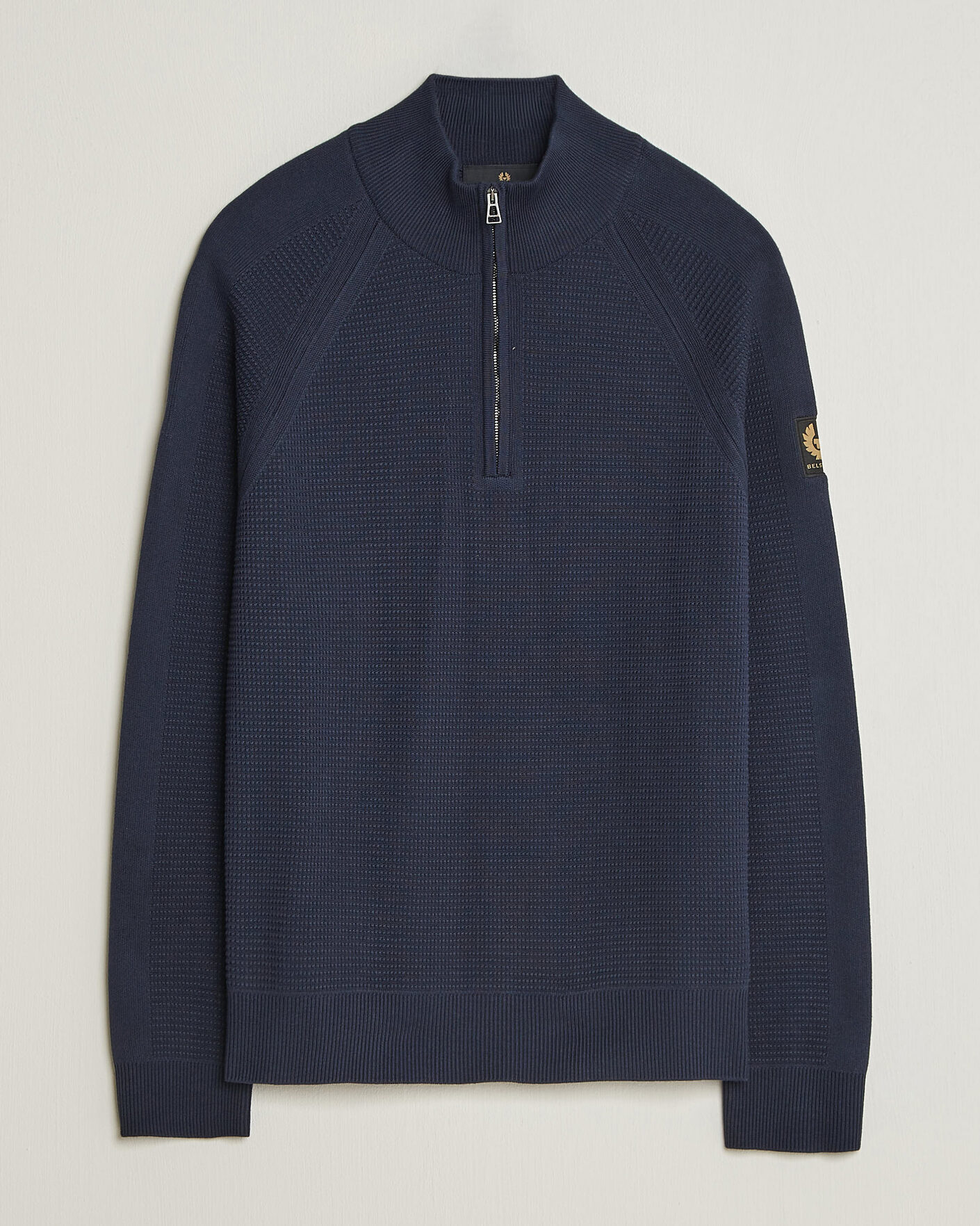 Herre | Trøjer | Belstaff | Bradwell Cotton Knitted Quarter Zip Dark Ink