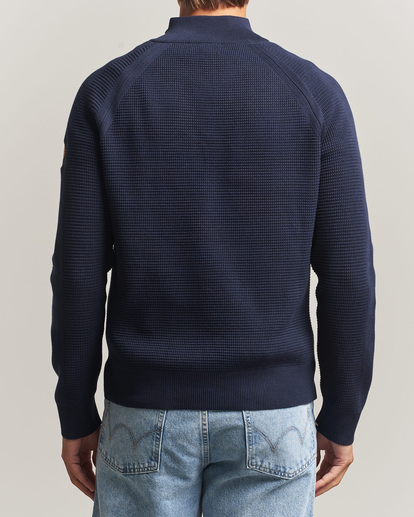 Herre | Trøjer | Belstaff | Bradwell Cotton Knitted Quarter Zip Dark Ink