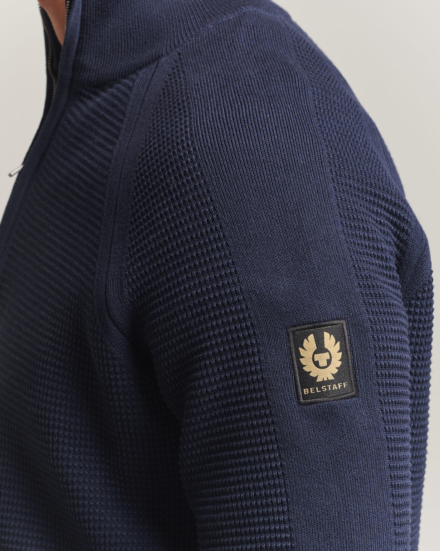 Herre | Trøjer | Belstaff | Bradwell Cotton Knitted Quarter Zip Dark Ink