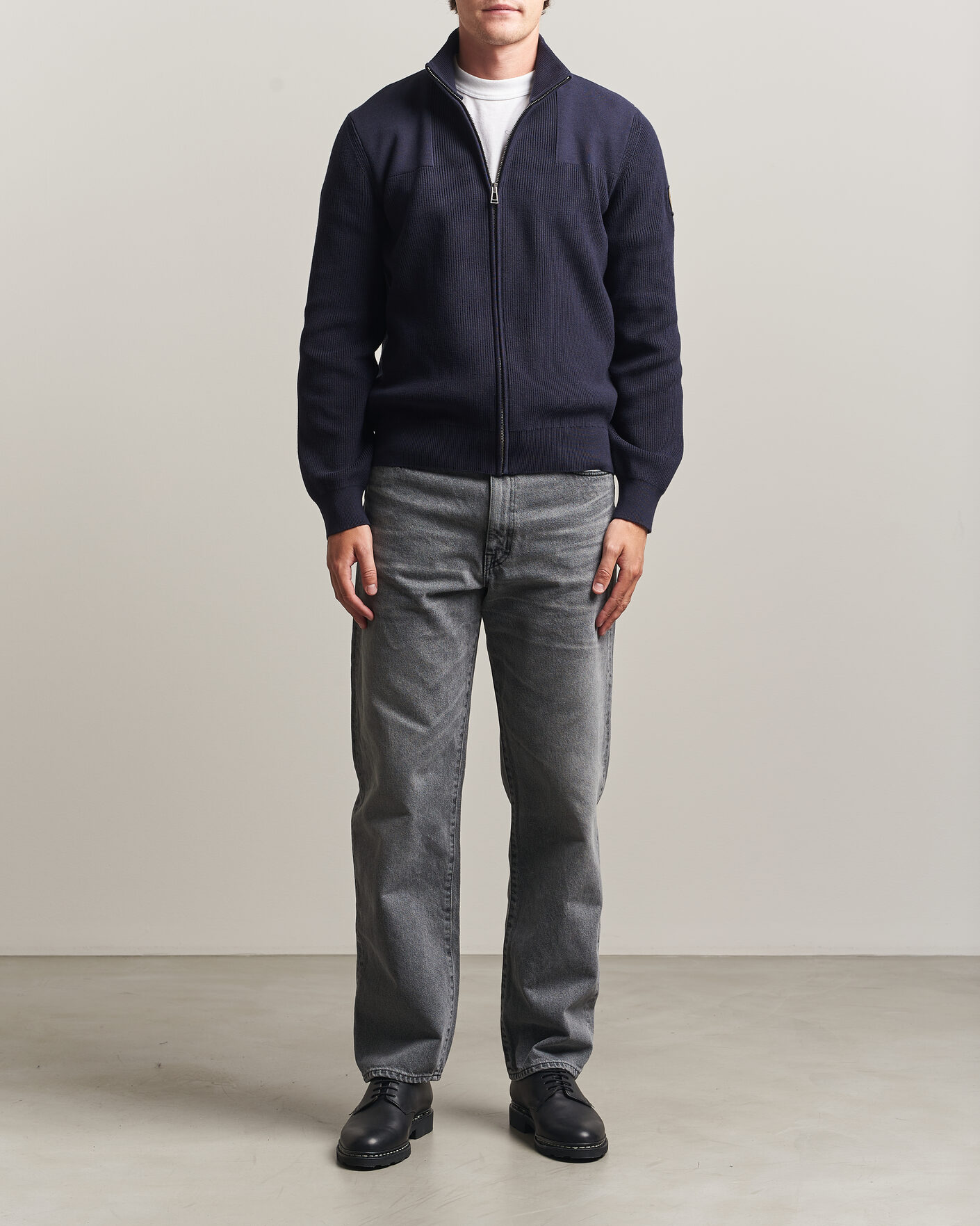 Herre | Trøjer | Belstaff | Commander Knitted Full Zip Dark Ink